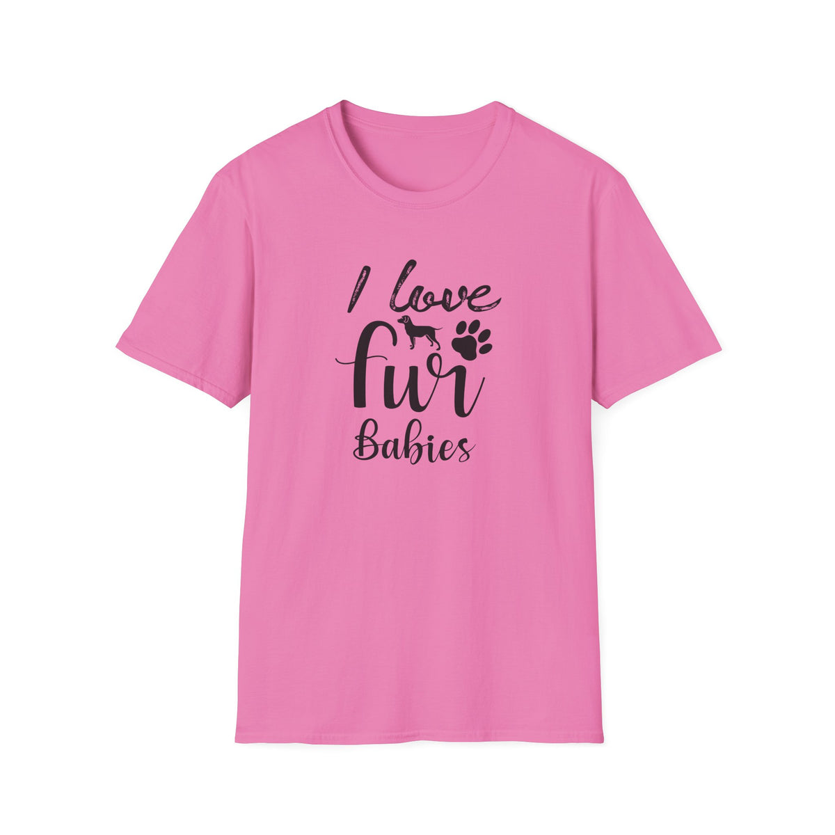 I Love Fur T-Shirt Dog & Cat Paw Graphic Tee for Pet Lovers Unisex Cotton T-Shirt Gildan Softstyle 64000 Tee