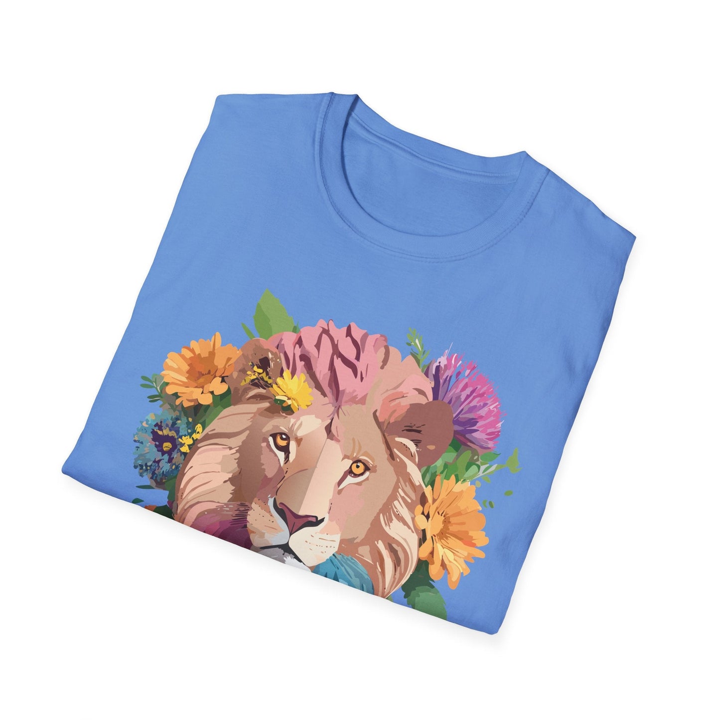Floral Lion Shirt Unisex Tee Animal Print Gildan Softstyle 64000