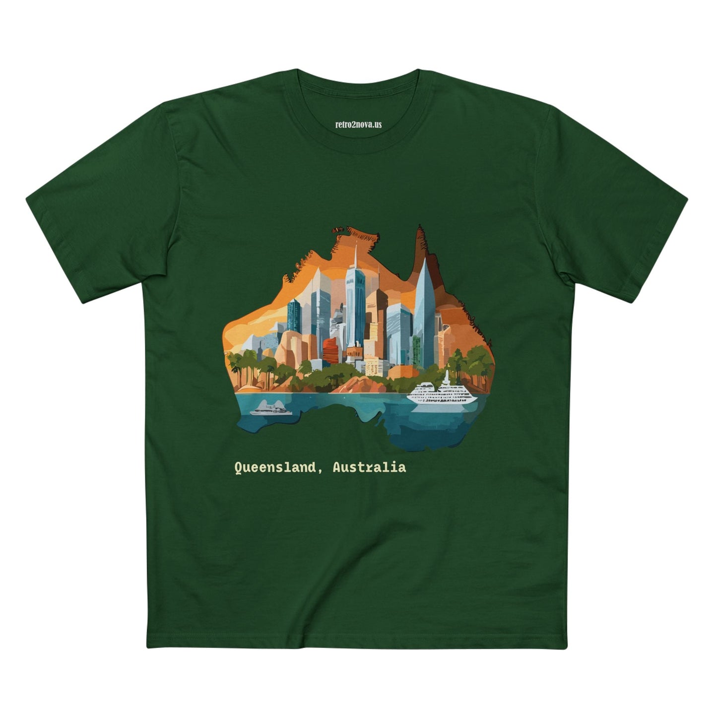 Retro2Nova Australia Travel Shirt Unisex Premium Cotton Tee With Original Art Design