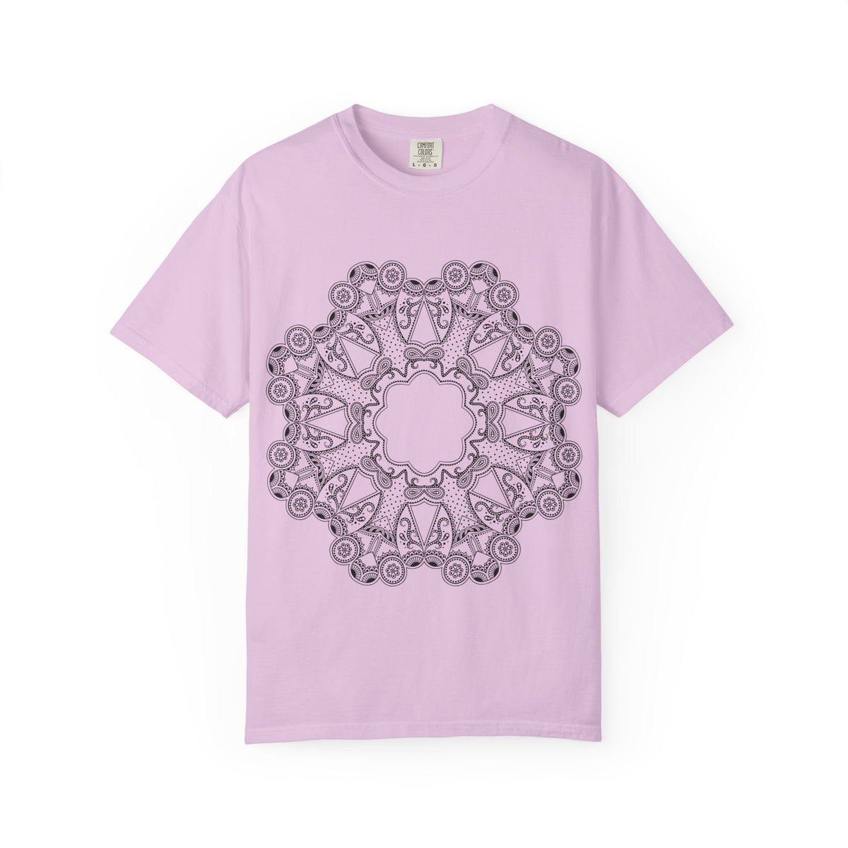 Unisex Garment Dyed Cotton T-Shirt with Mandala Graphic Design