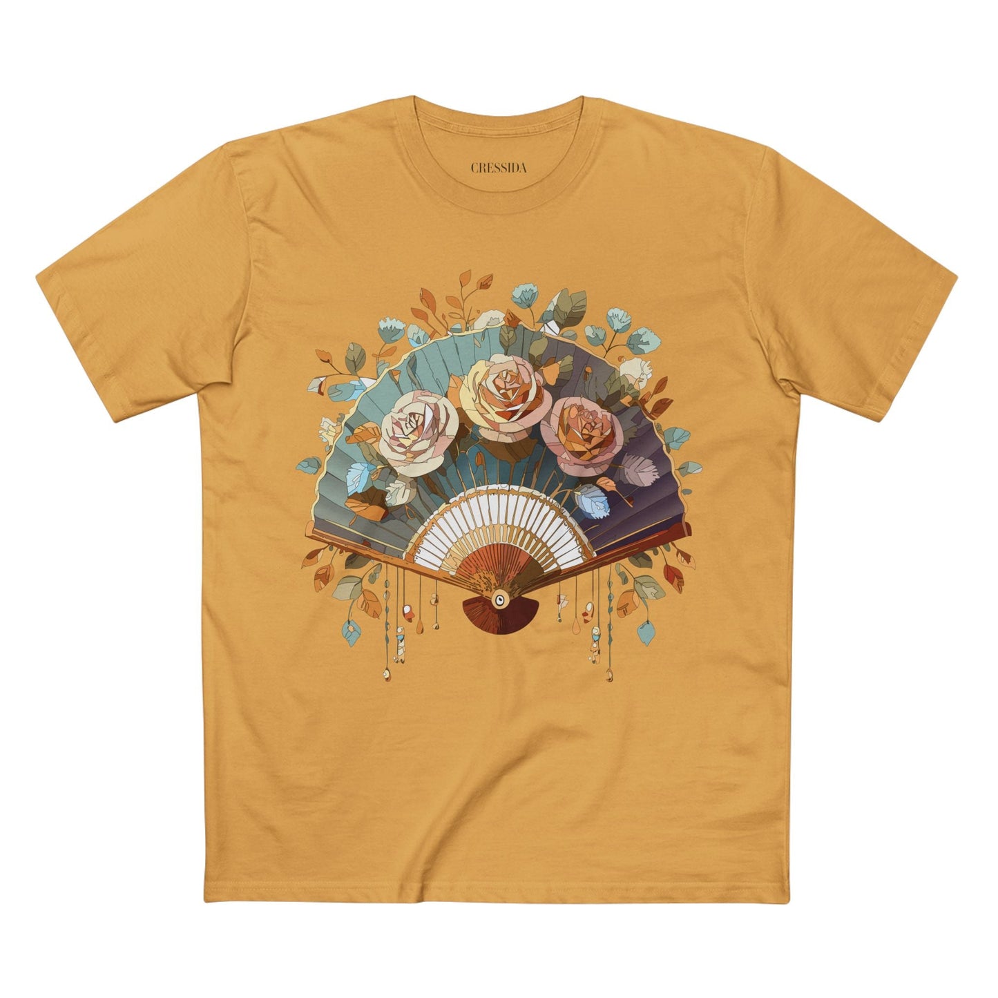 Antique Fan Graphic Design T-Shirt Unisex 100 Cotton Floral Carnival Artwork Tee 5