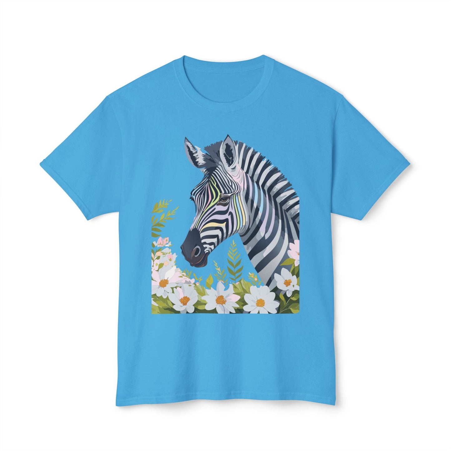 Unisex Zebra Art Design T Shirt With Floral Print HD Cotton Premium USA Made Jersey