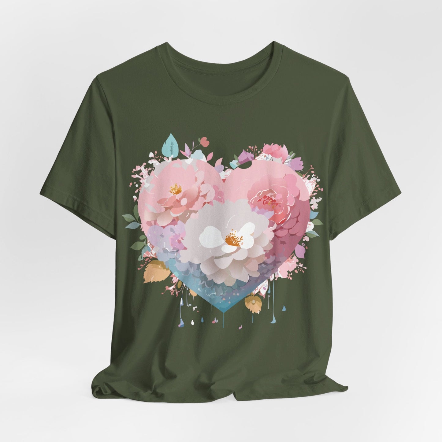 Valentine Day Graphic Unisex 100 Cotton Vintage Artwork with Love and Flower Design Tee 34