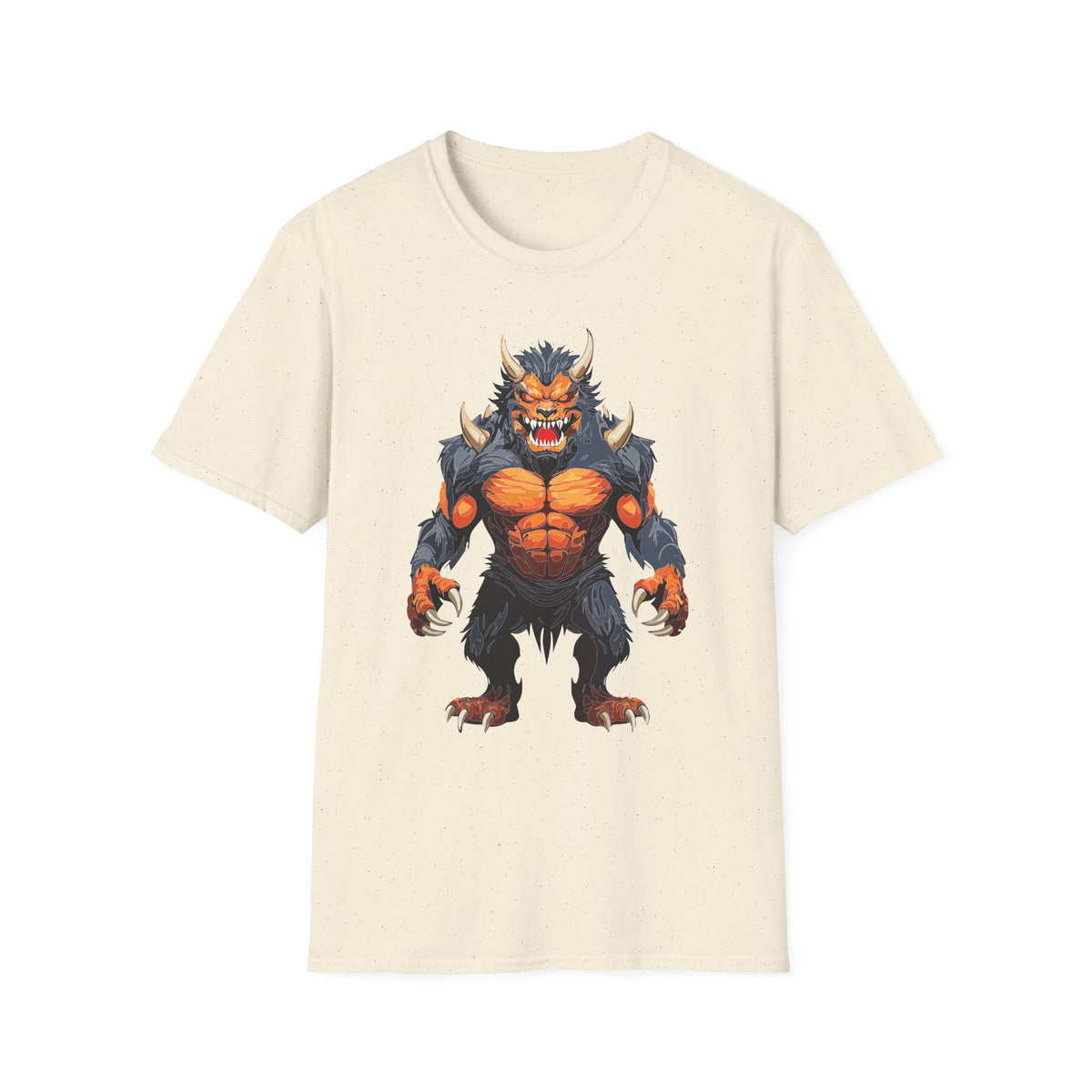 Werewolf Monster T-Shirt — Fierce Fiery Beast Cartoon Graphic Tee Unisex 100 Cotton Gildan T-Shirt
