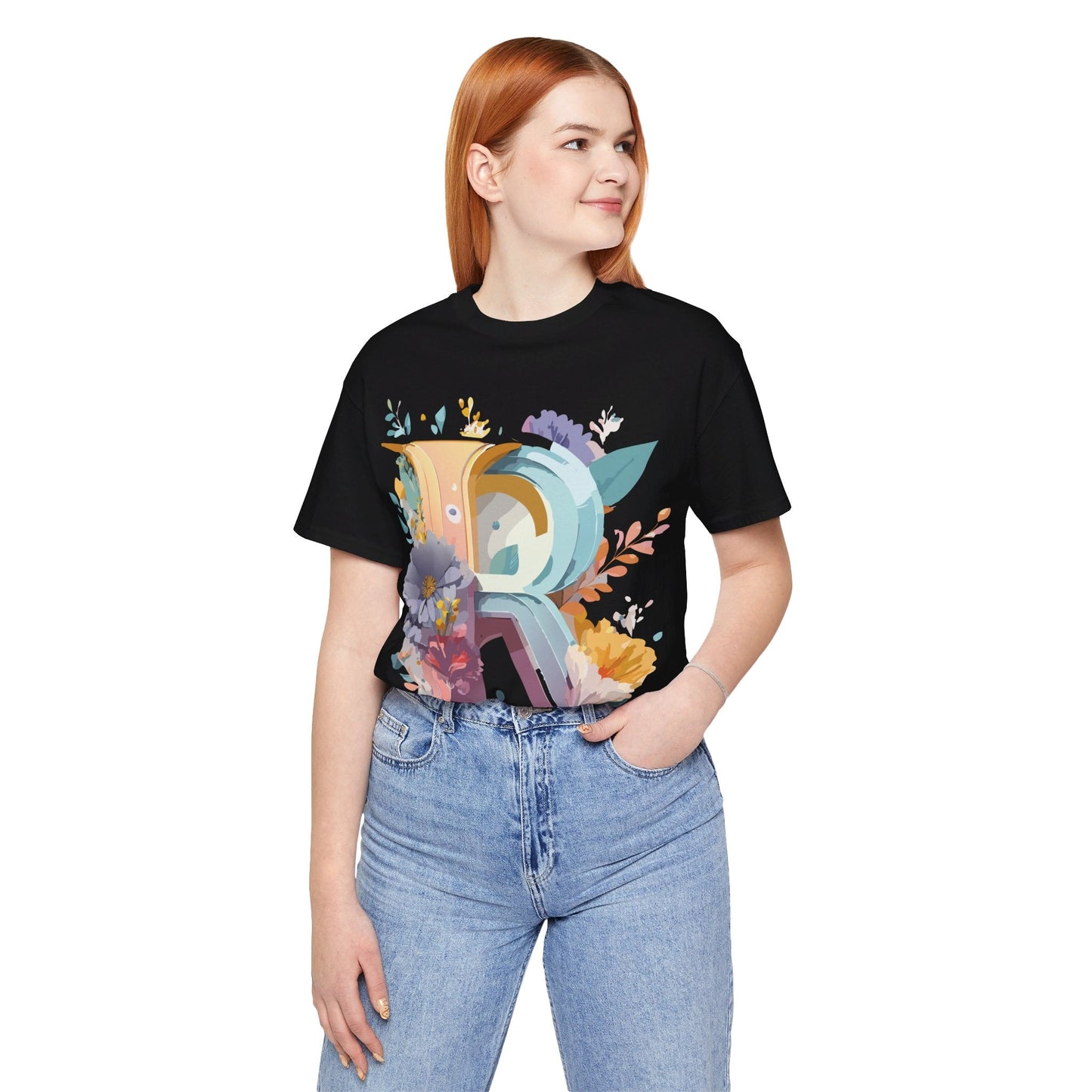 Letter R Graphic Tee Unisex Short Sleeve Vintage Inspired Shirt By Adelpha Art Design Tee