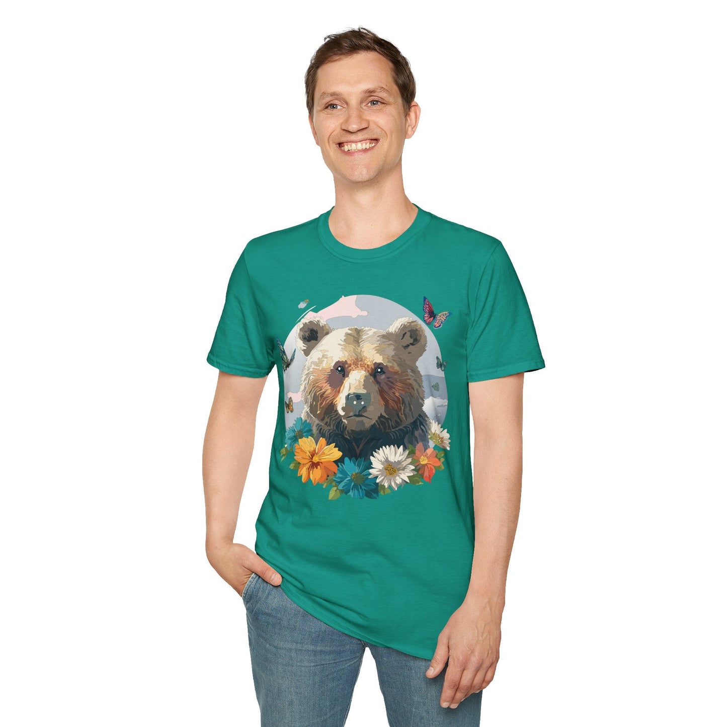 Bear T Shirt Unisex Gildan Softstyle Cotton Tee With Teddy Bear Design Lightweight Comfort