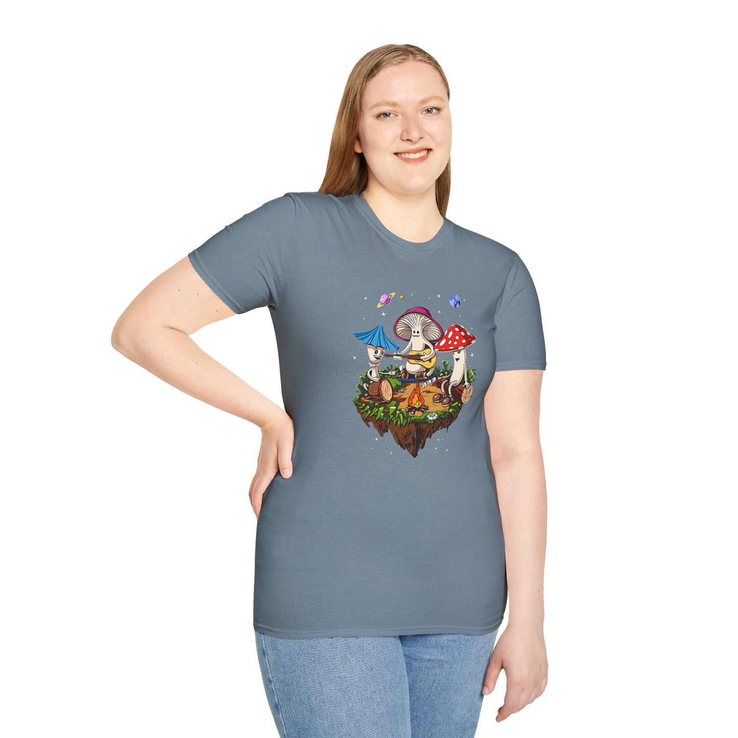 Funny Mashroom Graphic Unisex Softstyle Cotton With Cartoon Illustration Design 25