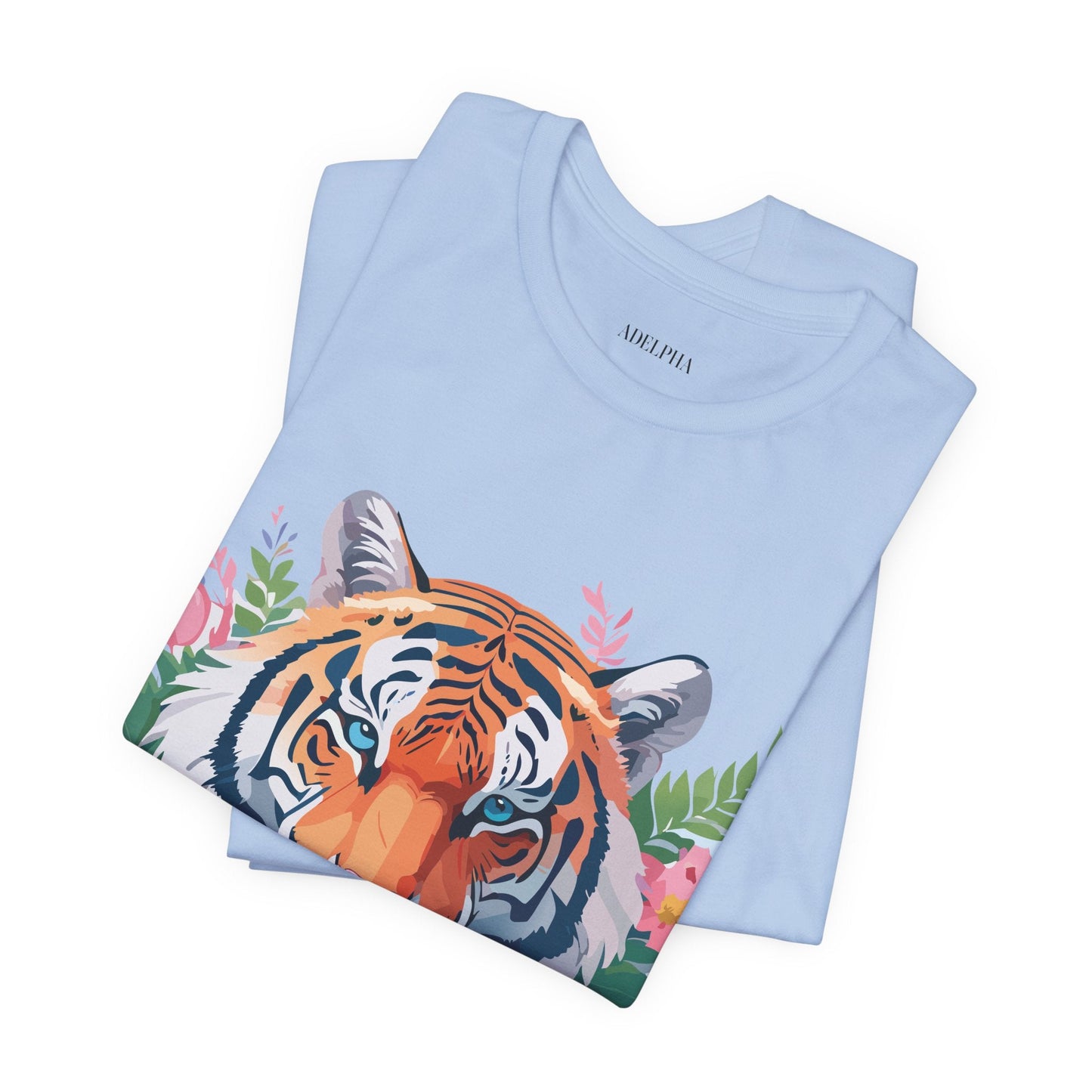 Tiger Graphic Tee Unisex Short Sleeve Shirt With Vintage Inspired Artwork By Adelpha