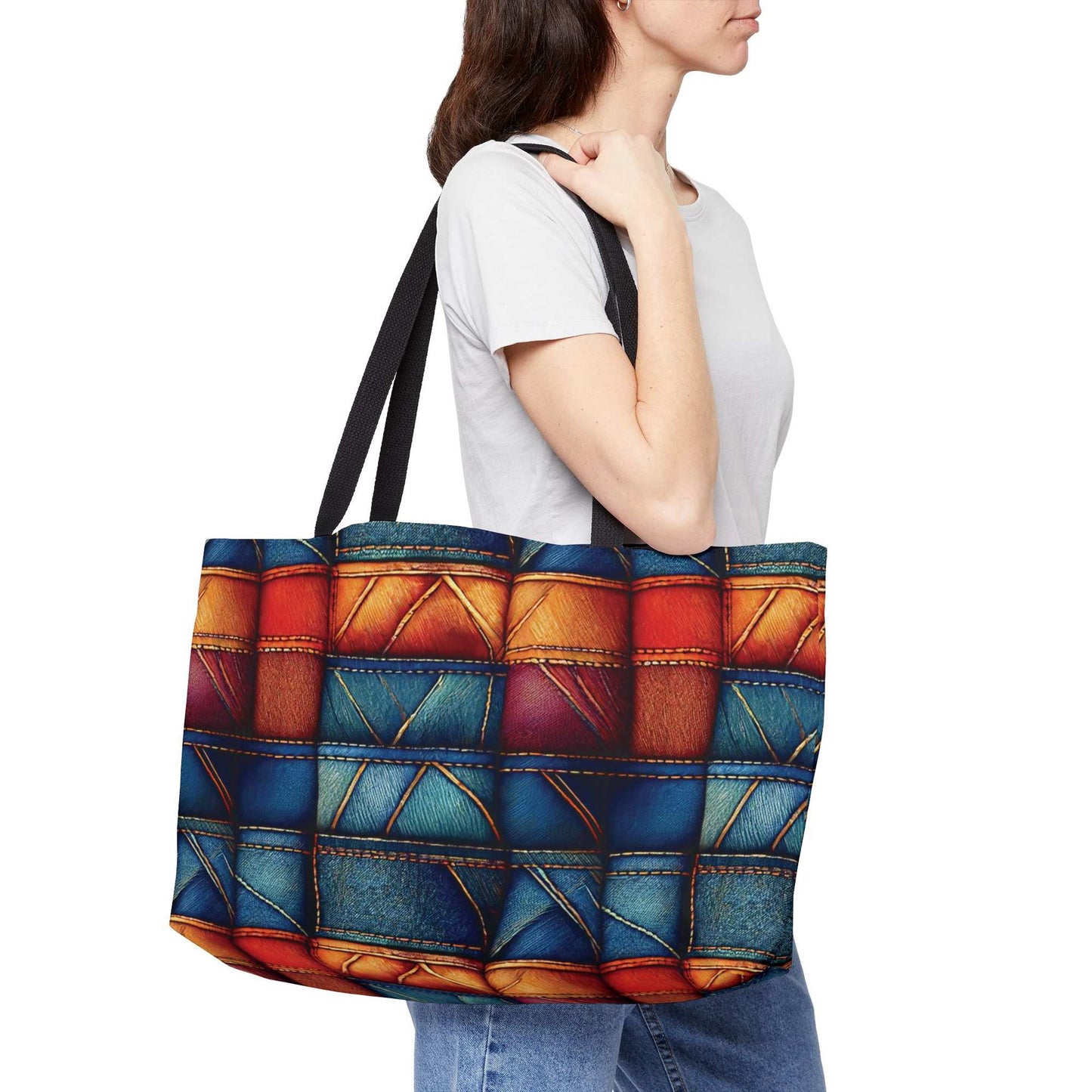 Denim Color Imitation Print Unisex  Weekender Bag  Spun Polyester 24x13 Canvas Bag 10