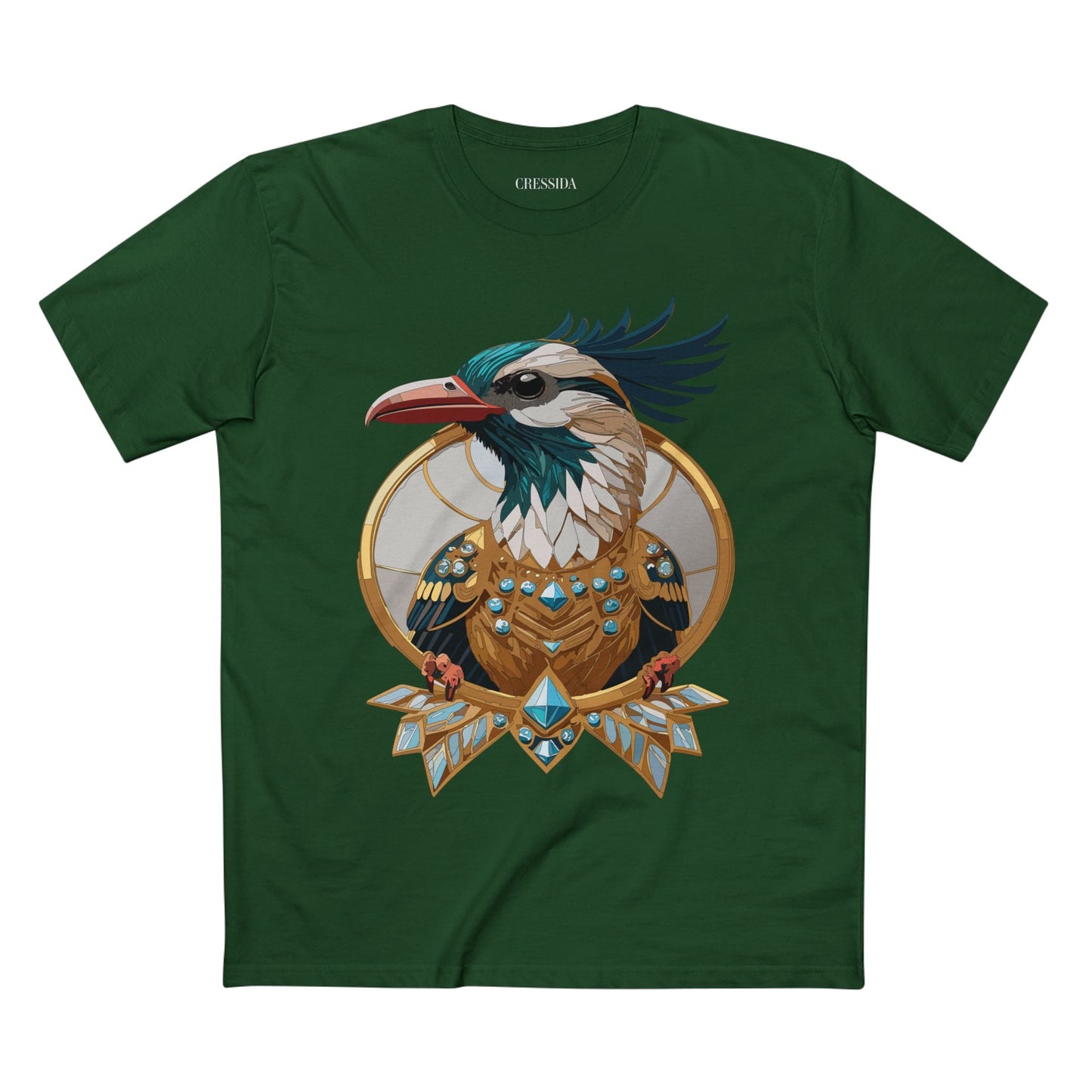 Bird Graphic Unisex 100 Cotton Tee With Unique Animal Golden Medallion Art Design 19