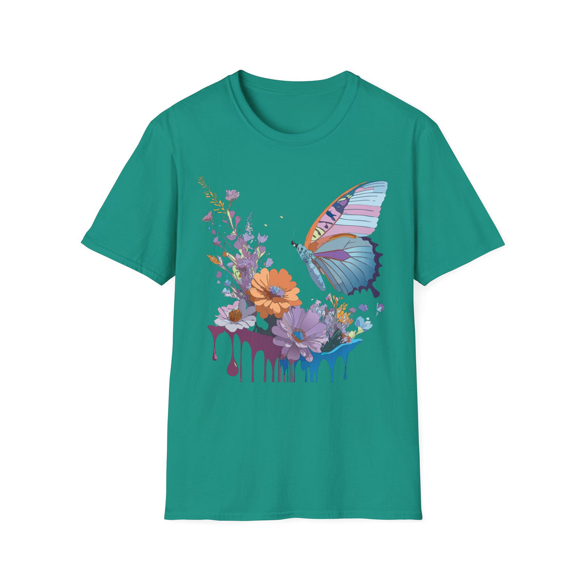 Butterfly Floral Graphic Design Unisex 100 Cotton Gildan T-Shirt
