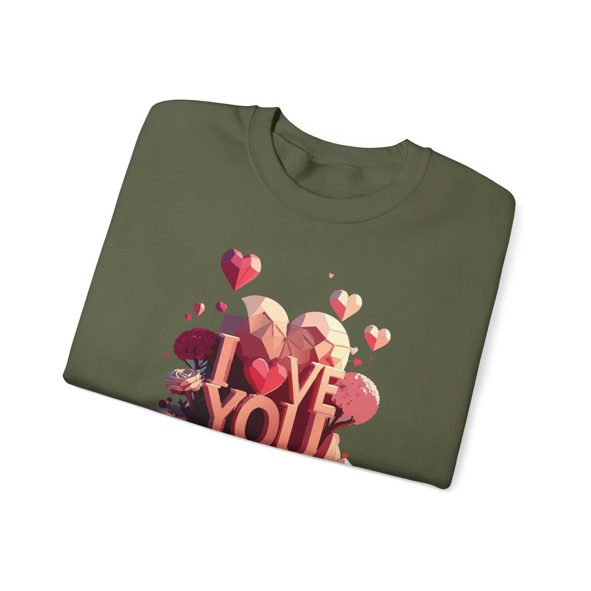 Unisex Big Heart Love Sweatshirt, Love Heart Sweatshirt, Floral Love Sweatshirt, 50/50 Cotton-Poly Valentine's Day Sweatshirt 10