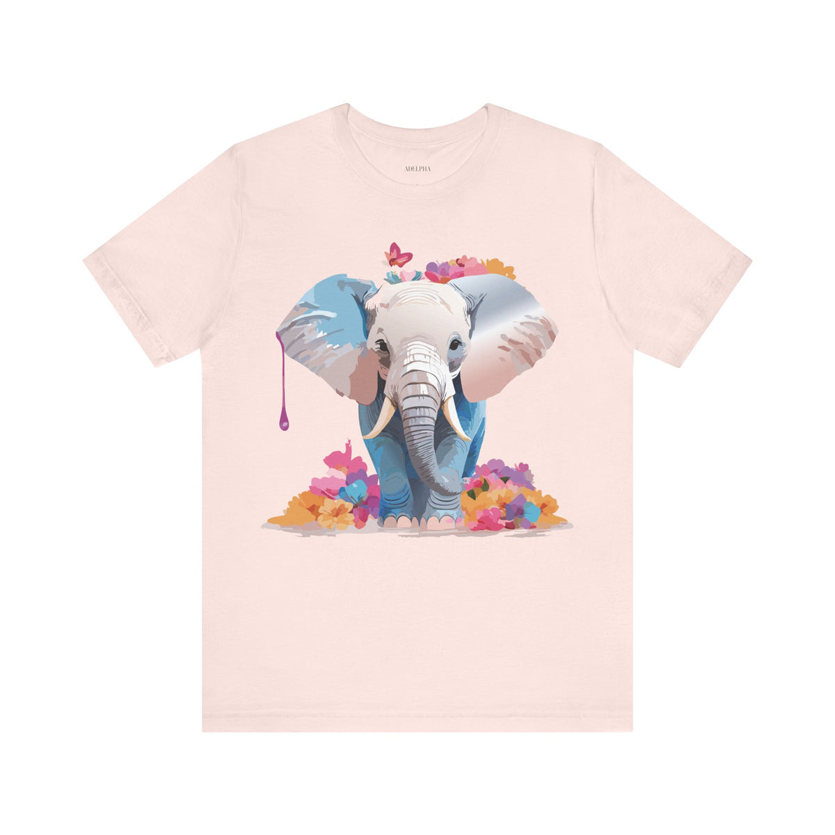 Elephant Graphic Unisex Cotton Bella+Canvas Tee with Art Animal Design e123