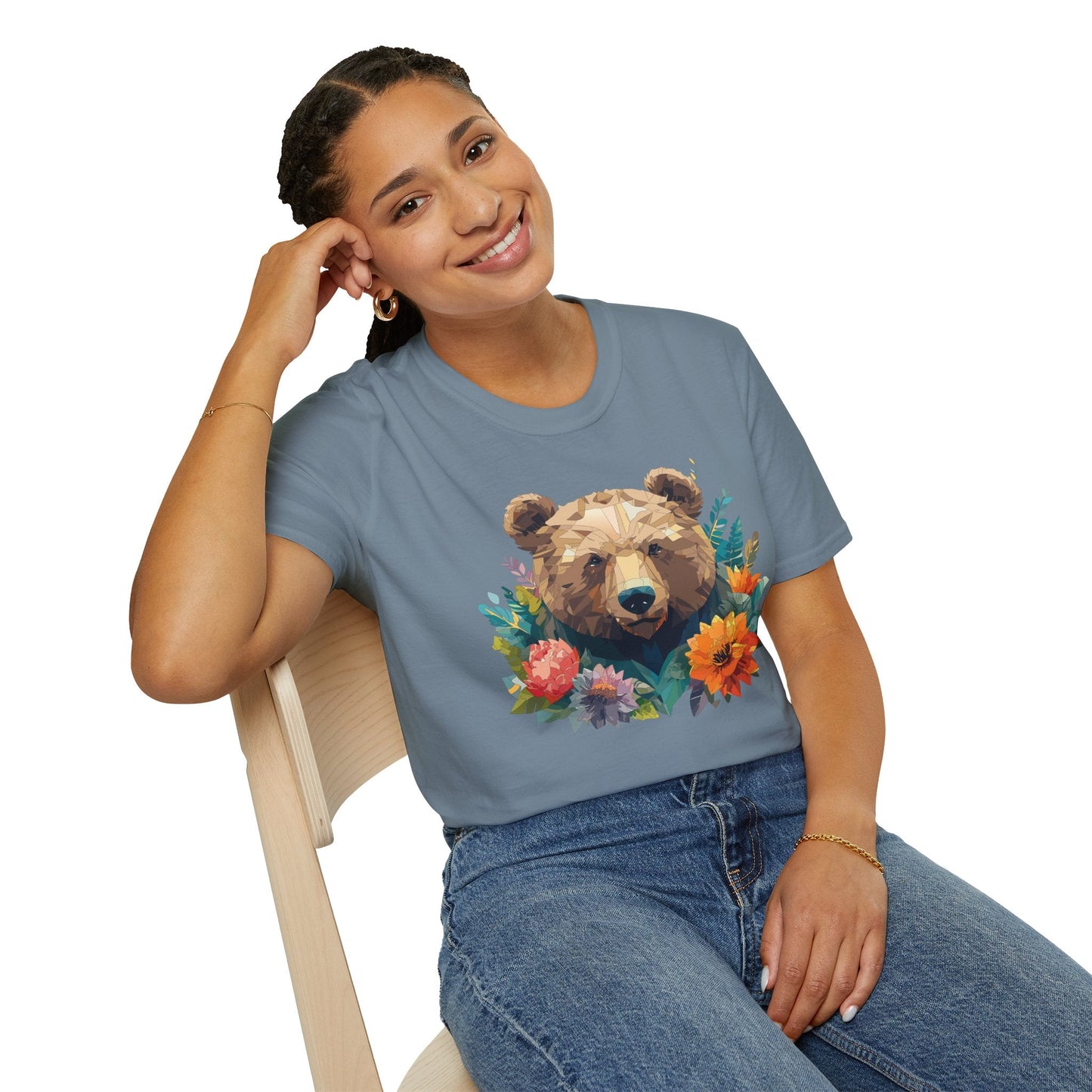 Bear T Shirt Unisex Softstyle Tee 100 Percent Ring Spun Cotton Gildan 64000 Comfortable