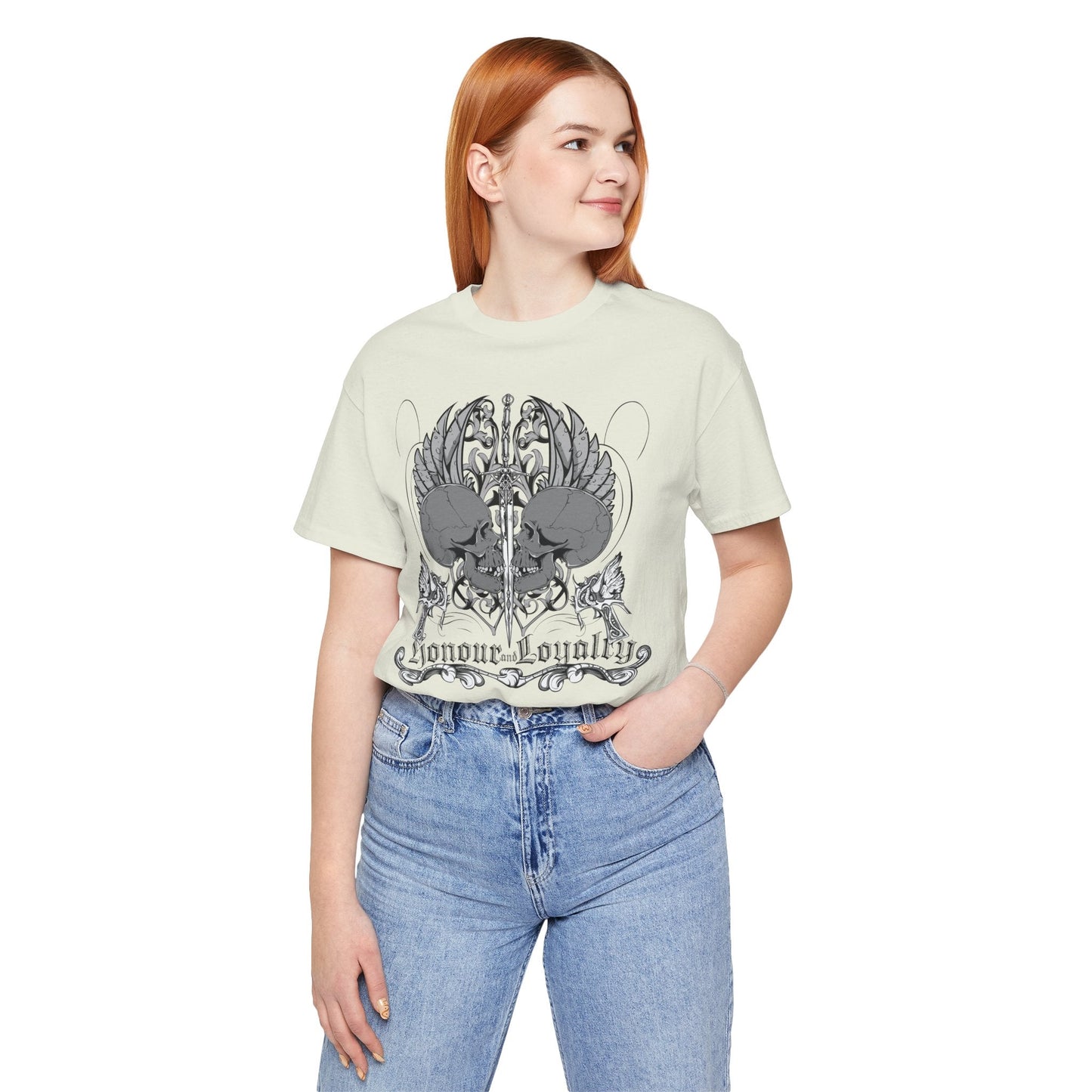 Honor Loyalty crest tee Gothic heraldry skulls wings emblem Art-48