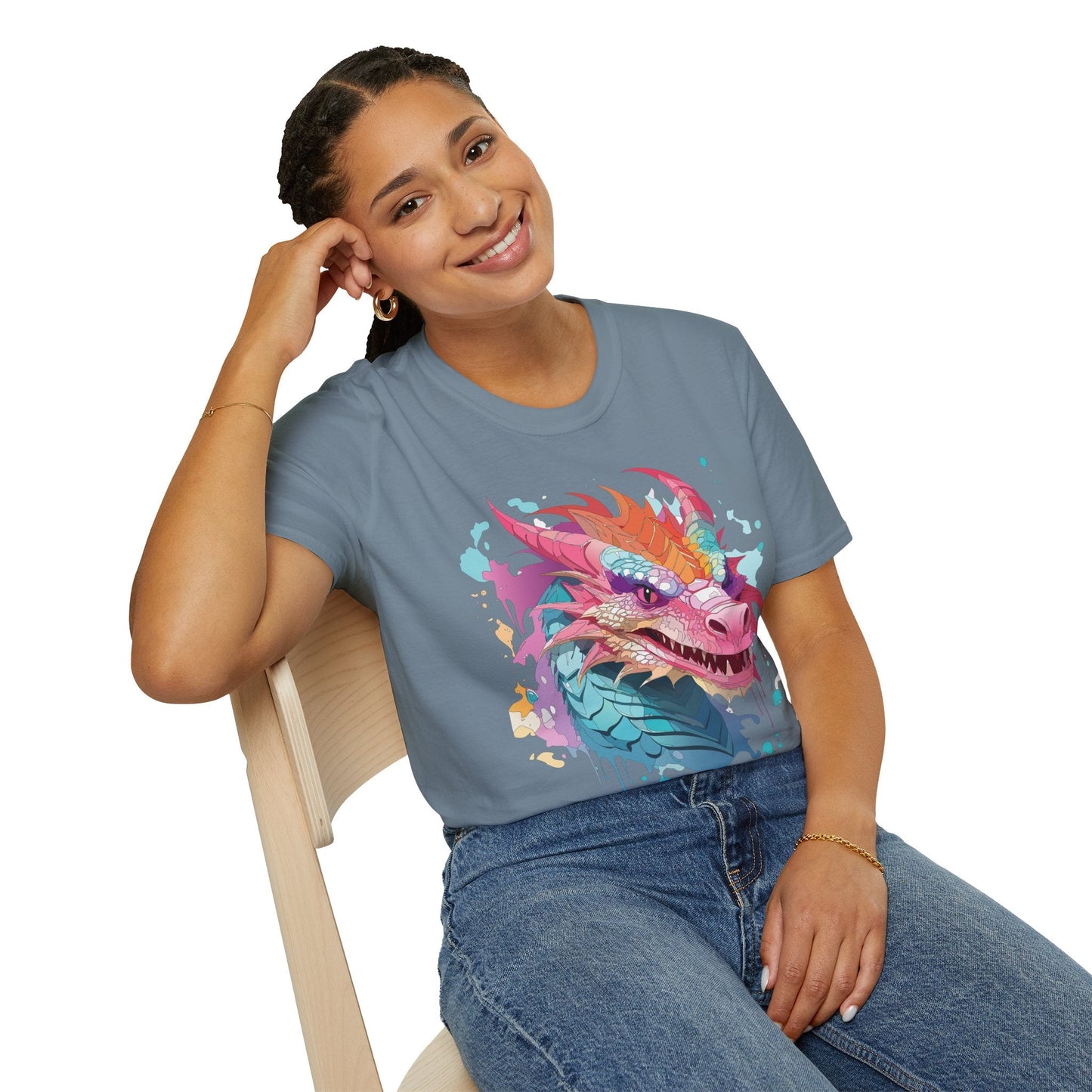 Dragon Graphic Tee Unisex Gildan Softstyle Cotton Shirt With Animal Art Design 64000