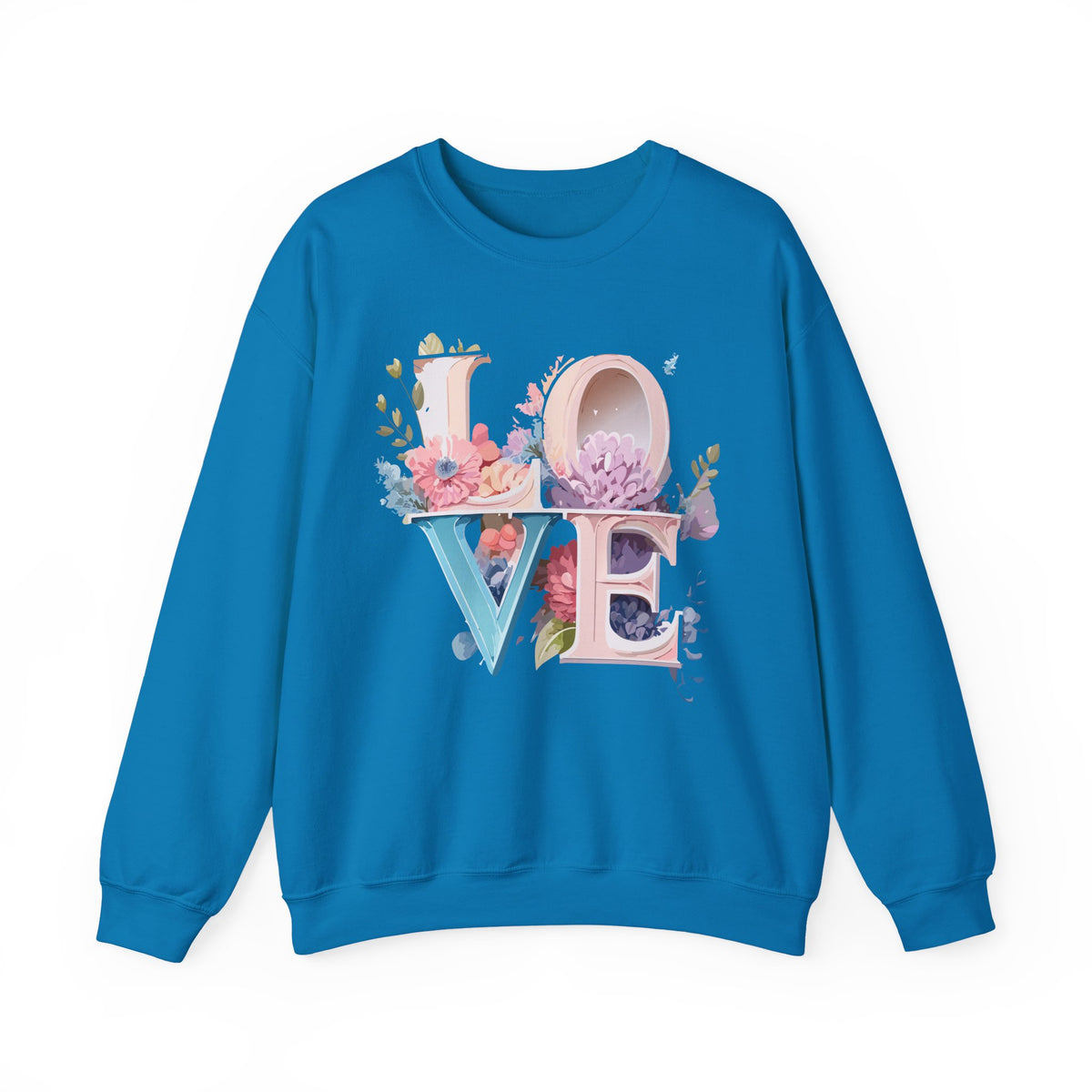 Floral Love Graphic Valentine's Day Sweatshirt Unisex 50/50 Cotton-Poly Sweatshirt w50