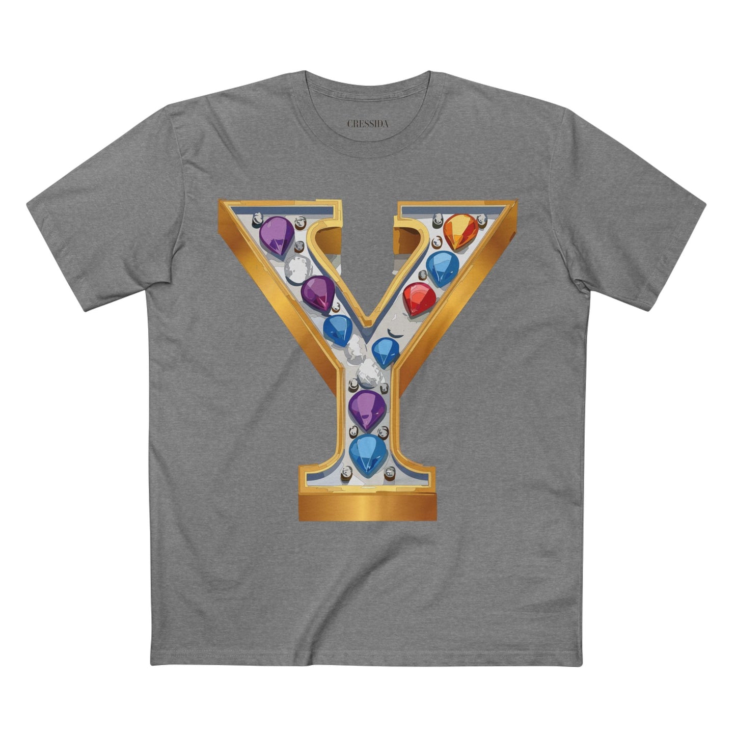 Letter Y Graphic Design Tee Unisex 100 Cotton With Antique Gold Letters Artwork T-Shirt