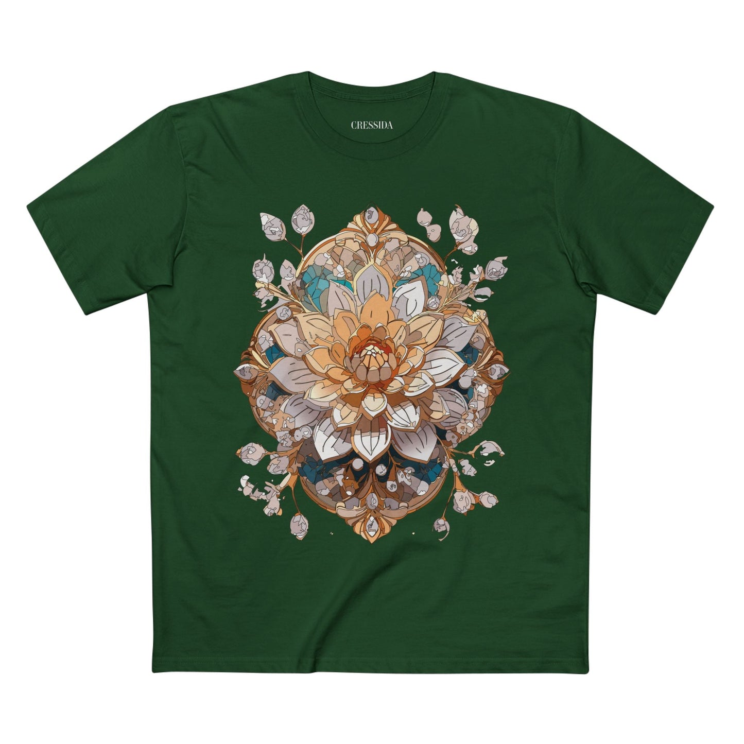 Floral Graphic T-Shirt Unisex 100 Cotton Art Design with Antique Flowers Tee 14