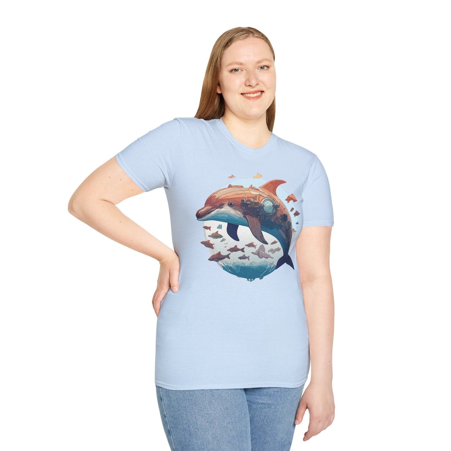 Unisex Dolphin Shirt Softstyle Tee Gildan 64000 Ring Spun Cotton Animal Graphic Design
