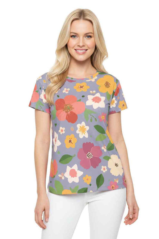 Women Poly Shirt with Floral Print F238