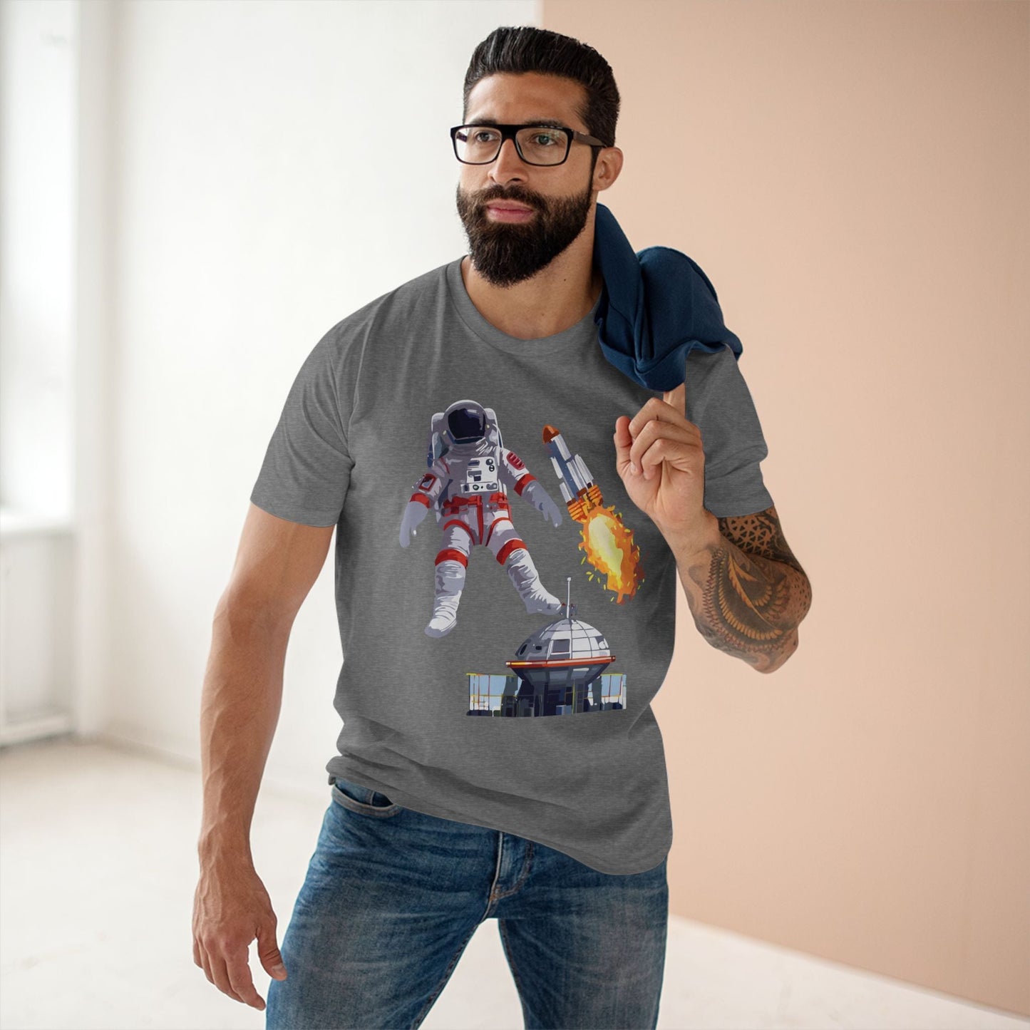 Cosmos Astronaut Shirt Unisex Premium Cotton Tee With Original Art Design Retro2Nova Collection