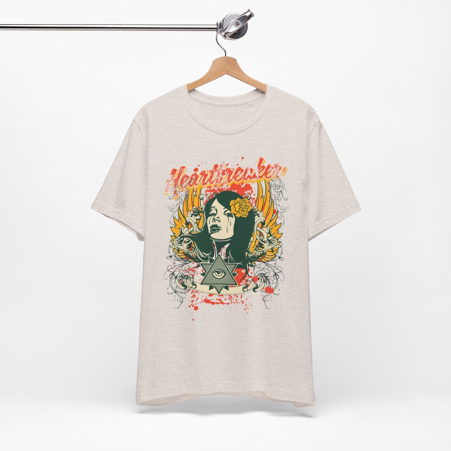 Heartbreaker Illustration Tee Retro Femme Portrait Floral Skull Graphic T-Shirt