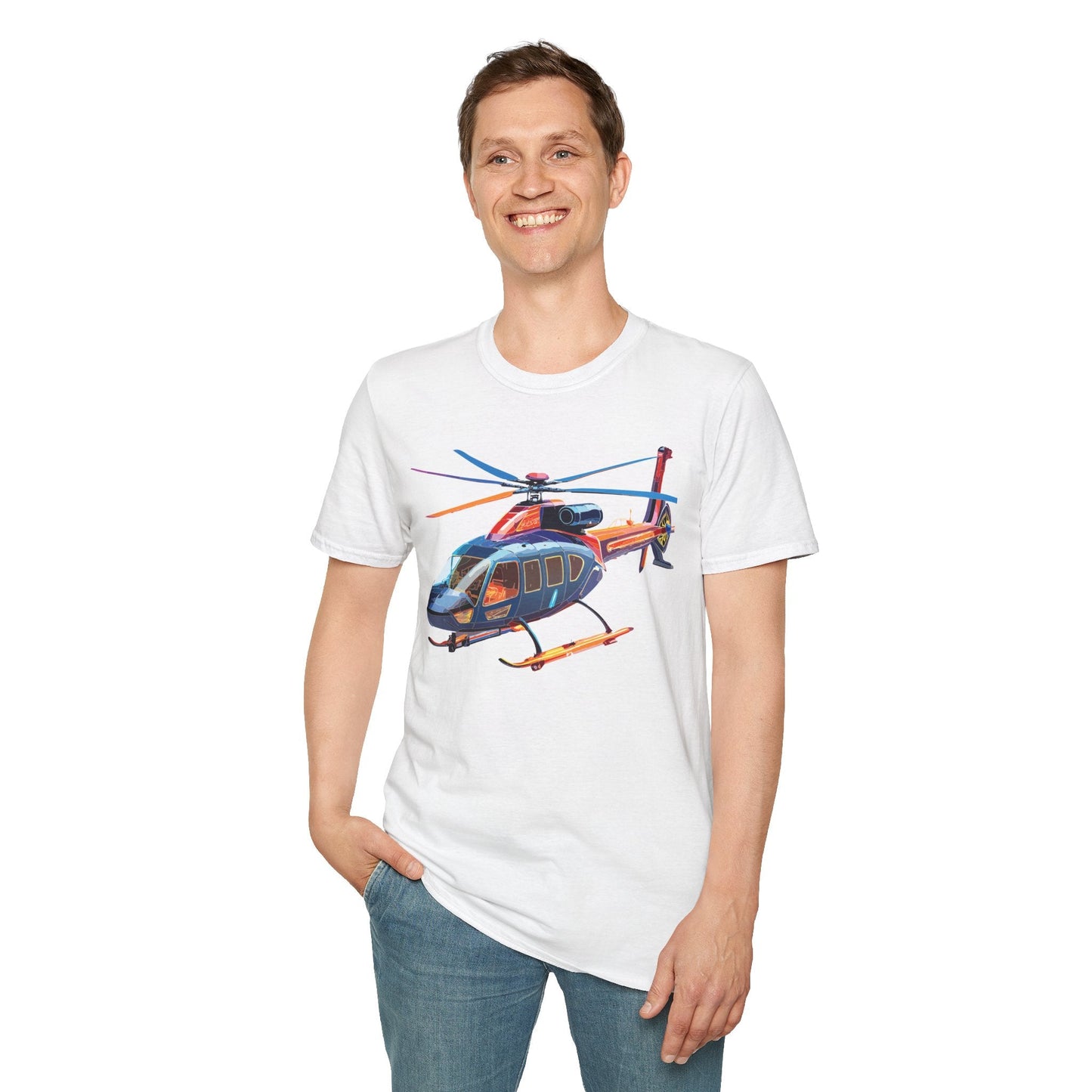 Chopper Helicopter Graphic T Shirt Unisex Softstyle Cotton Short Sleeve Artwork Design