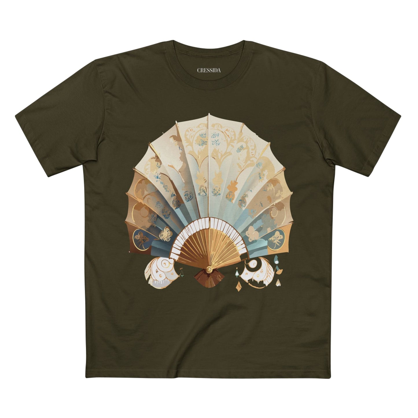 Antique Fan Graphic Design T-Shirt Unisex 100 Cotton Floral Carnival Artwork Tee 14