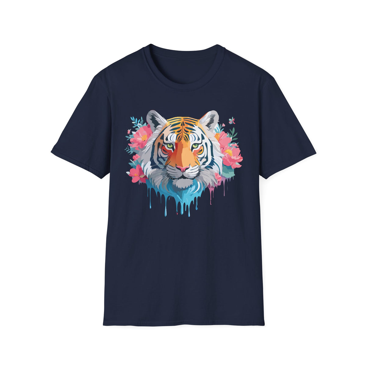 Floral Watercolor Tiger T-Shirt | Tiger Face Shirt, Floral Wildlife Tee