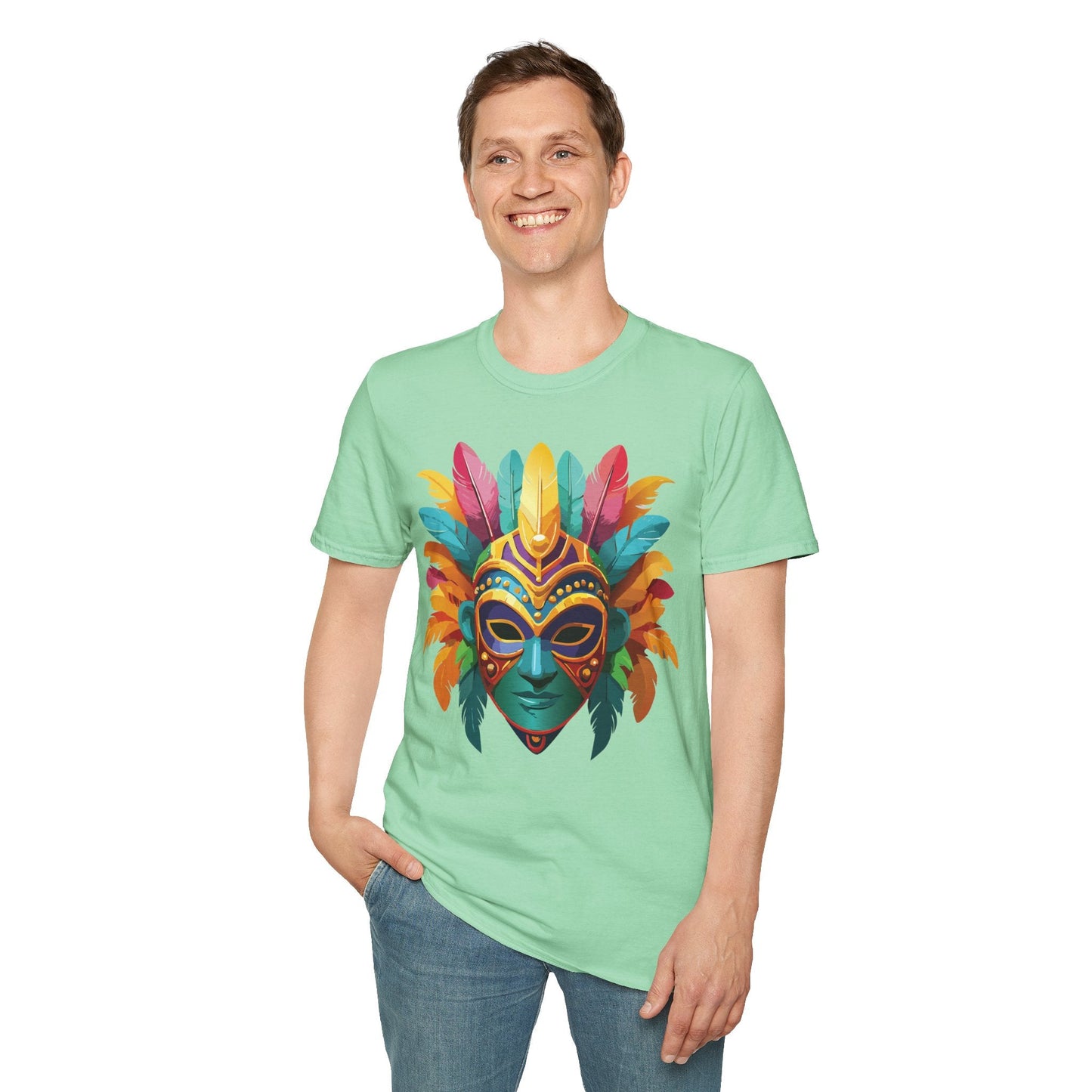 Mask Tee Shirt Unisex Masquerade Design Gildan Softstyle 64000 100 Percent Ring Spun Cotton Tee