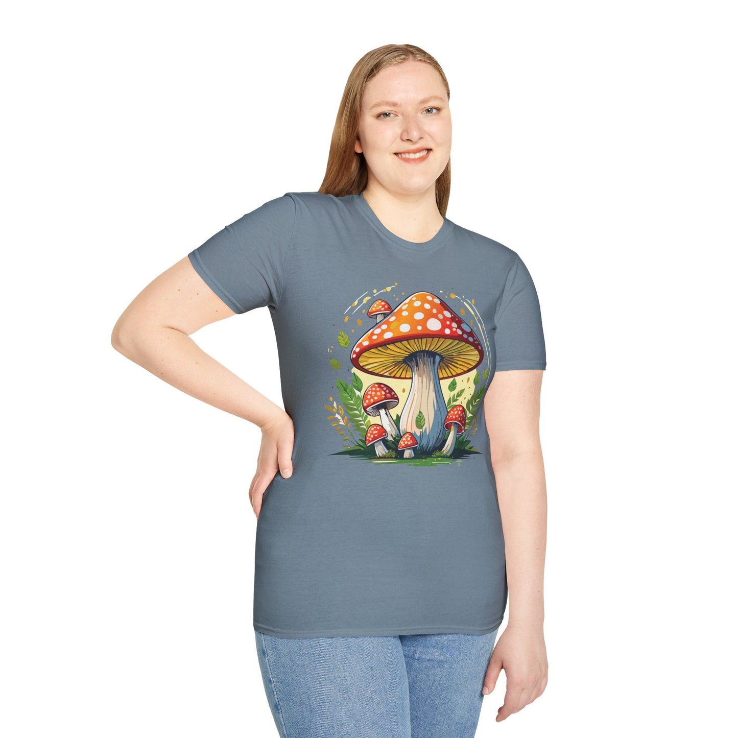 Funny Mashroom Graphic Unisex Softstyle Cotton With Cartoon Illustration Design 19