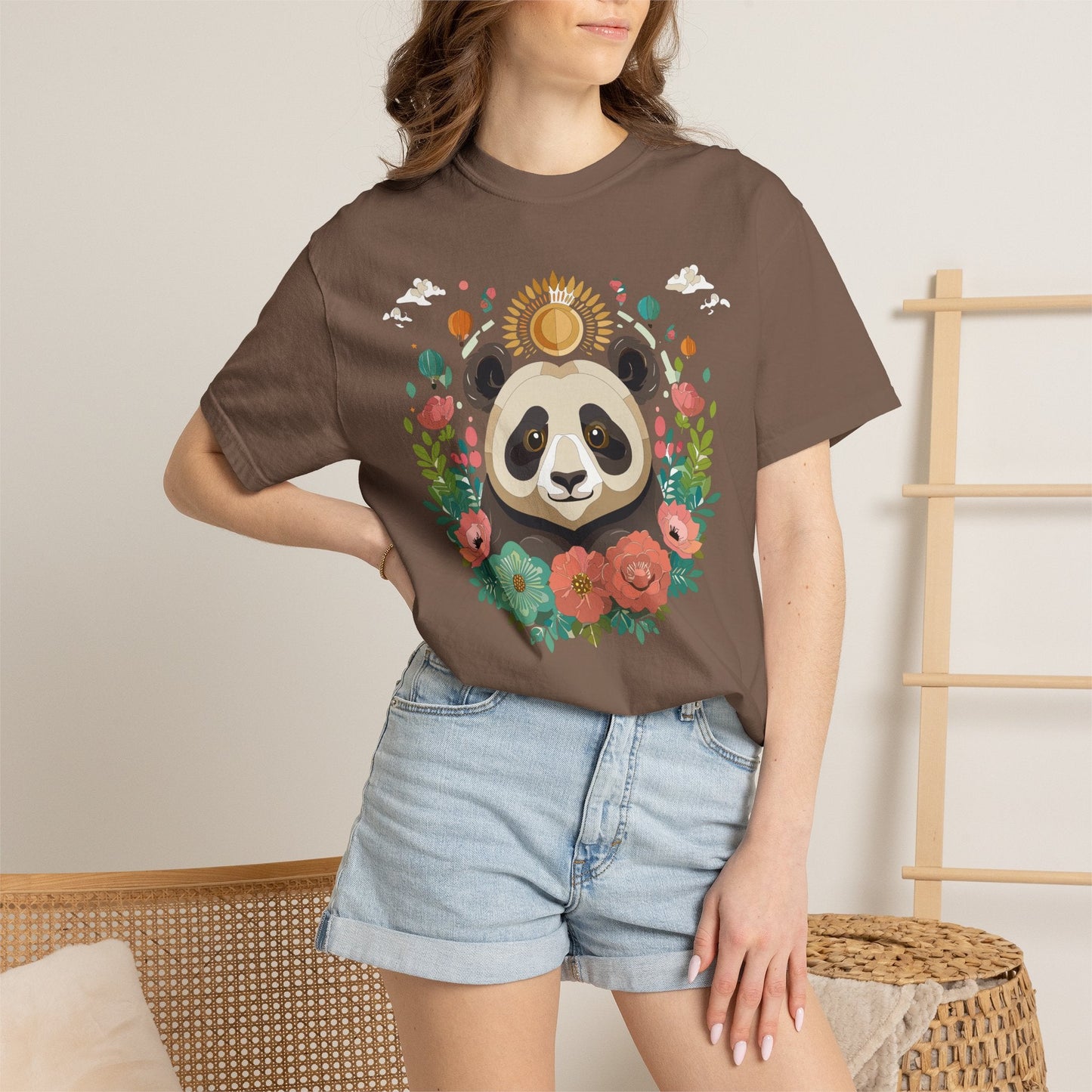 Panda Portrait Graphic T-Shirt Unisex Cotton Floral Animal Art Tee p4