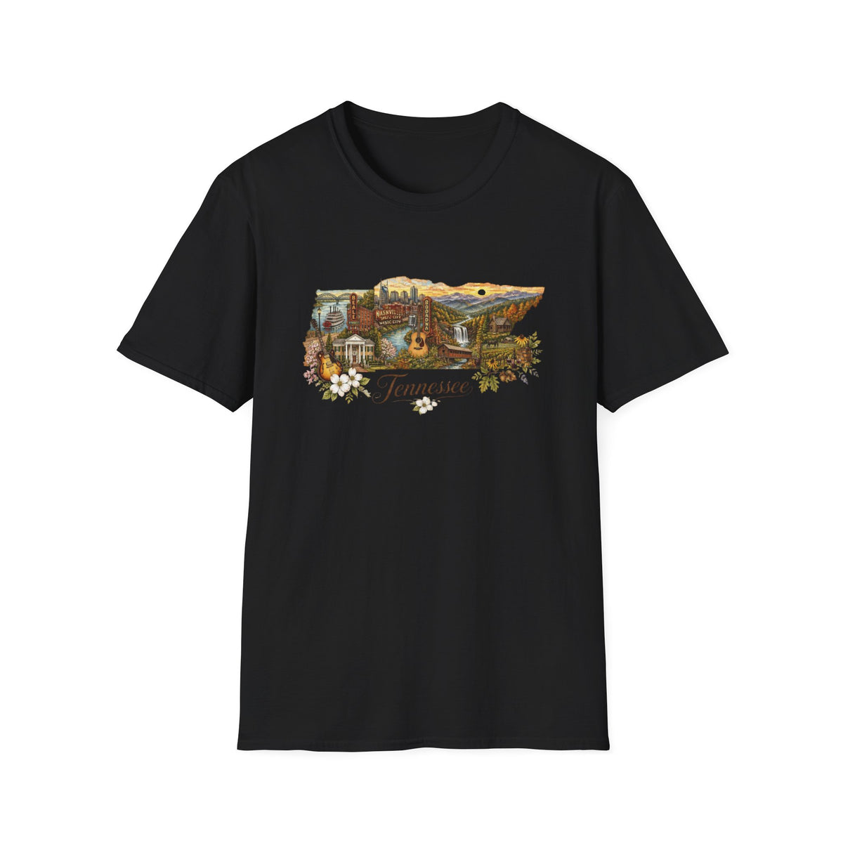 Tennessee Vintage State Map Graphic Design Unisex 100 Cotton Gildan T-Shirt