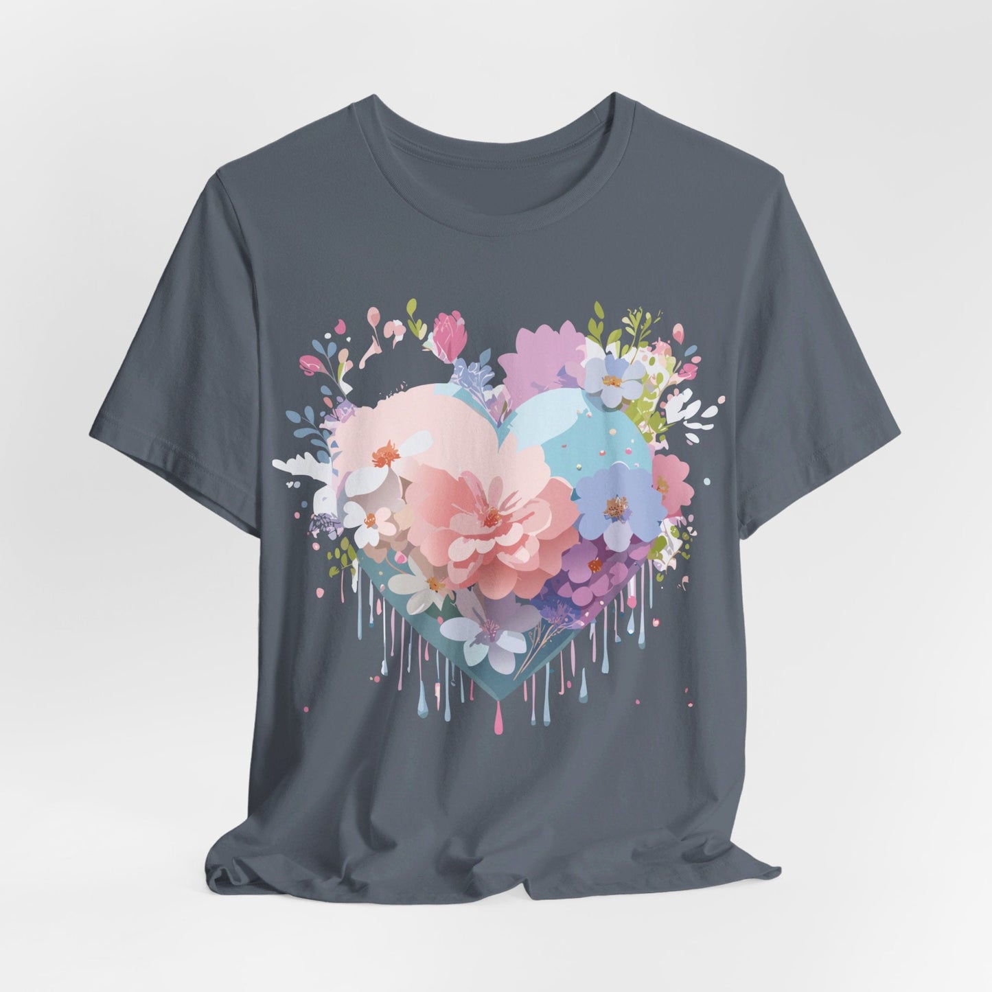 Valentine Day Graphic Unisex 100 Cotton Vintage Artwork with Love and Flower Design Tee 32