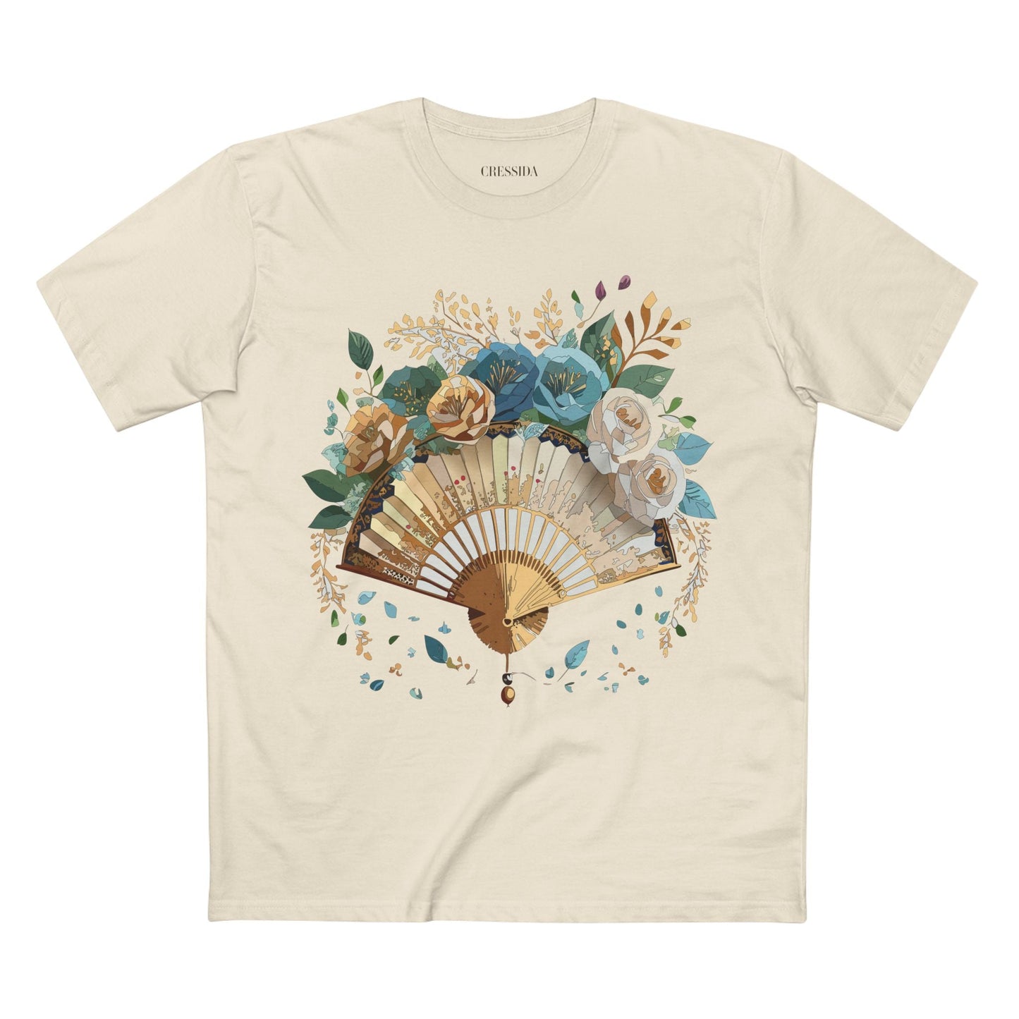 Antique Fan Graphic Design T-Shirt Unisex 100 Cotton Floral Carnival Artwork Tee 4