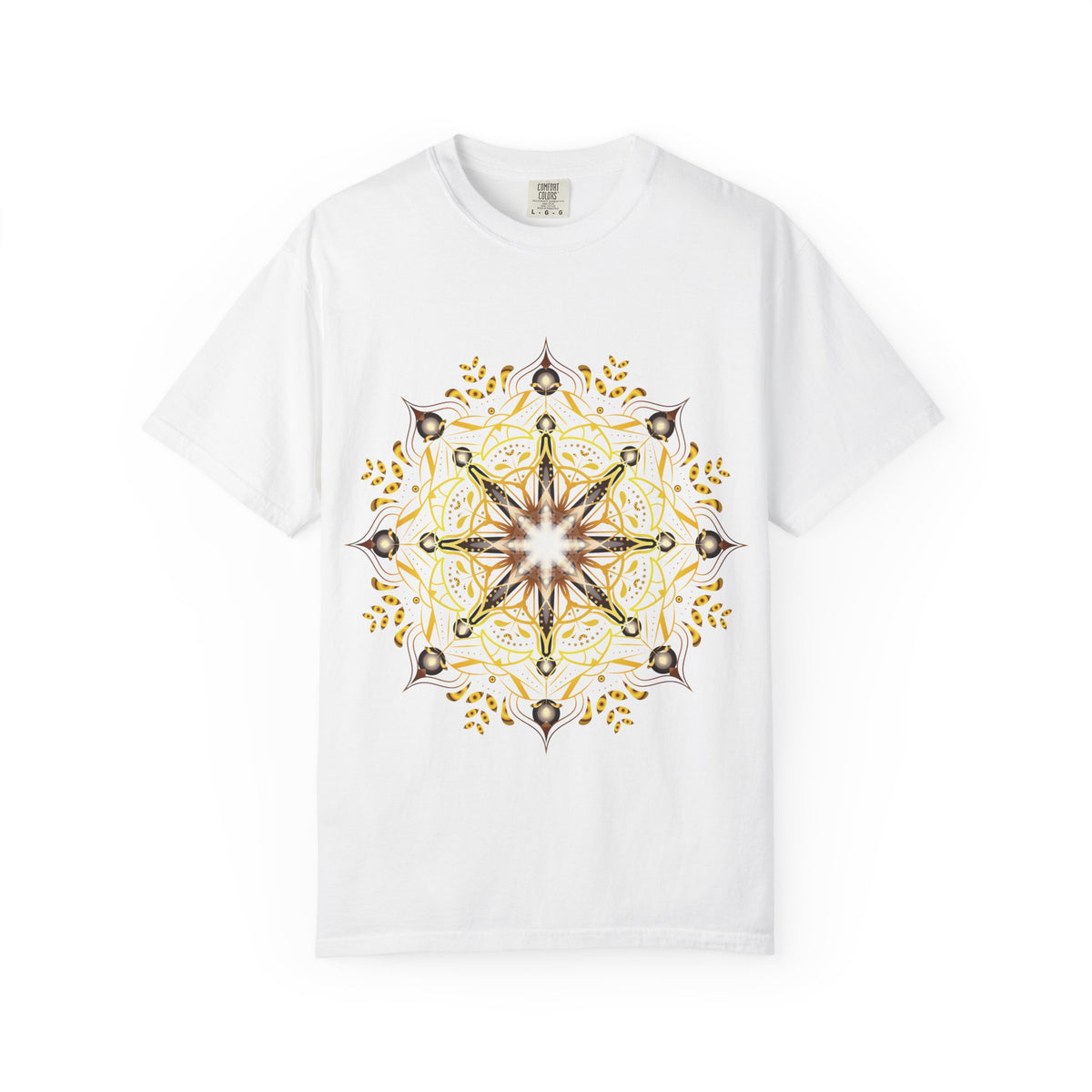 Unisex Garment Dyed Cotton T-Shirt with Mandala Graphic Design