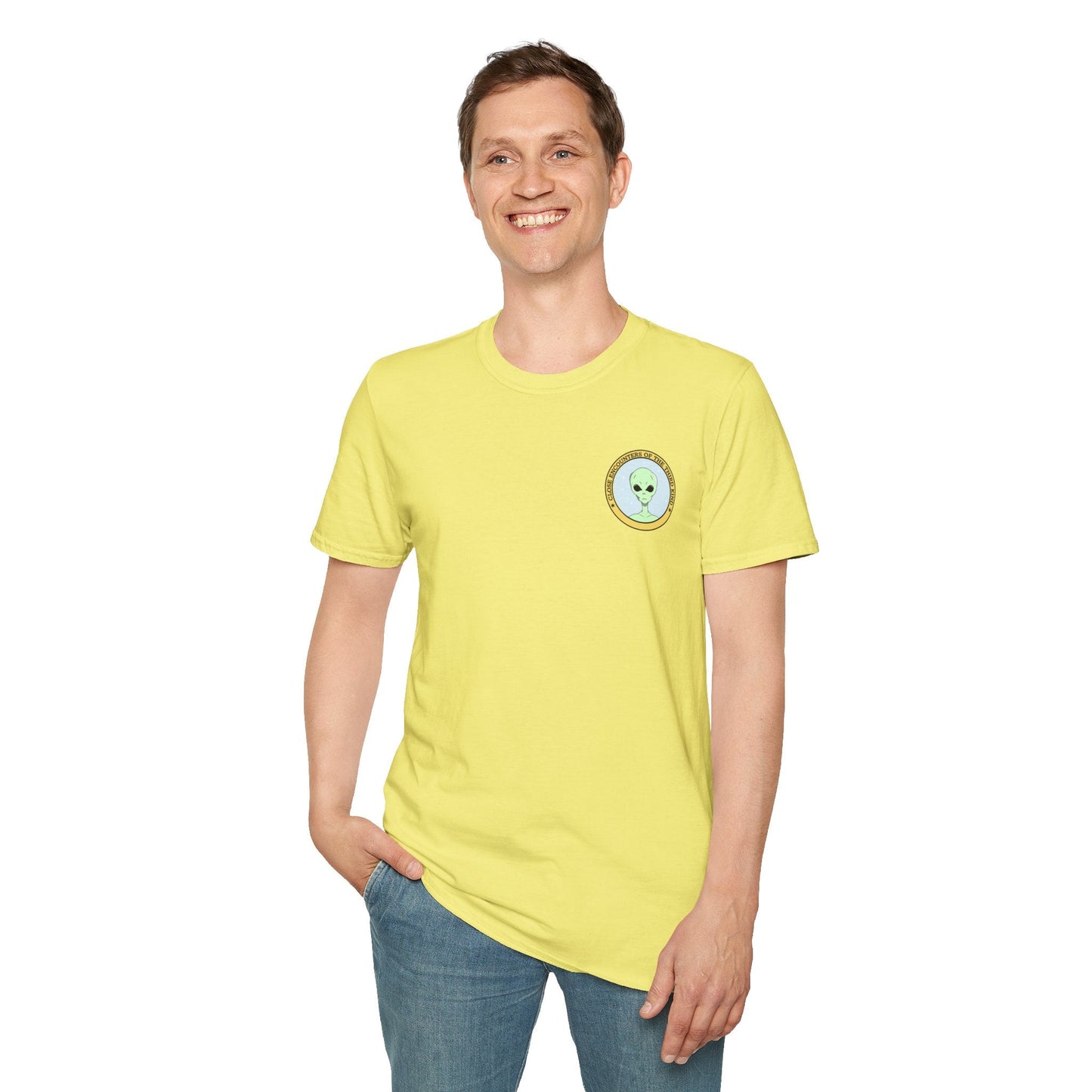 Alien Badge TShirt  Small Chest Logo I Believe Retro Space Tee