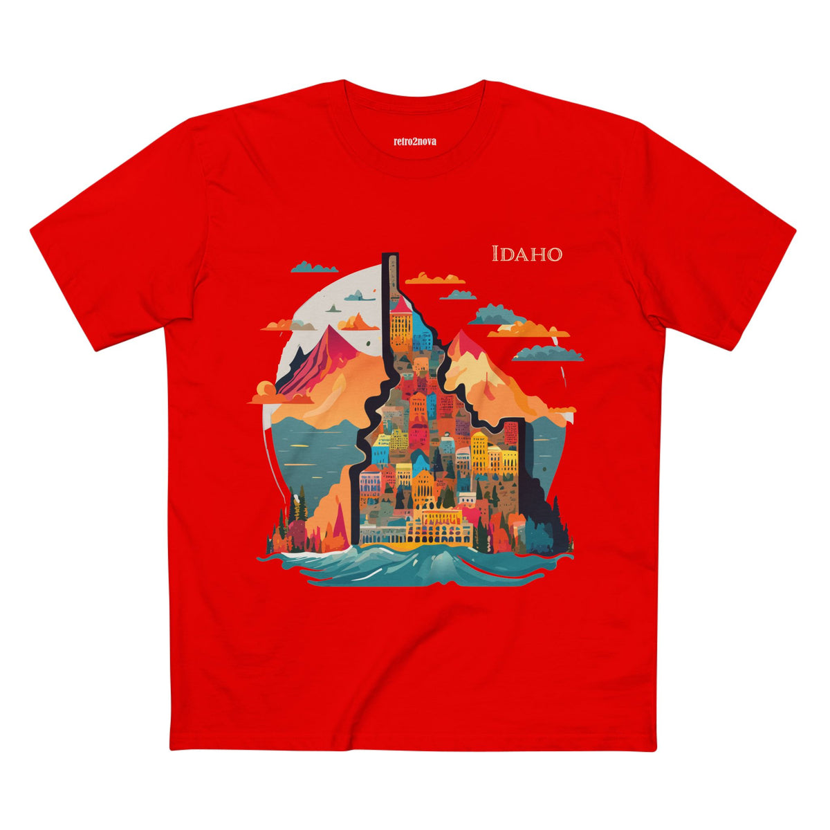 Idaho Mountain Cityscape T-Shirt | State Travel Graphic Tee