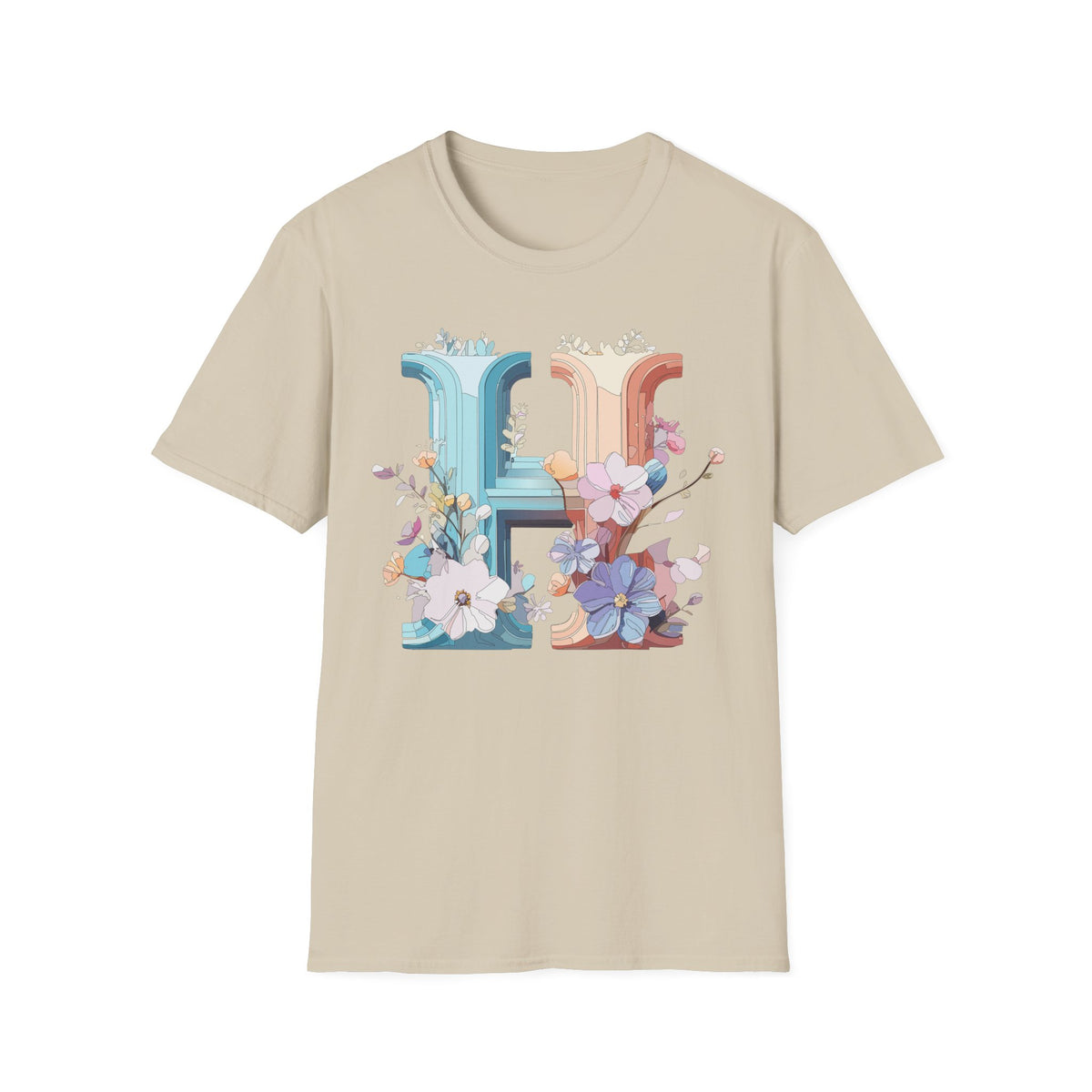 Floral Letter H T-Shirt | Botanical Monogram Tee