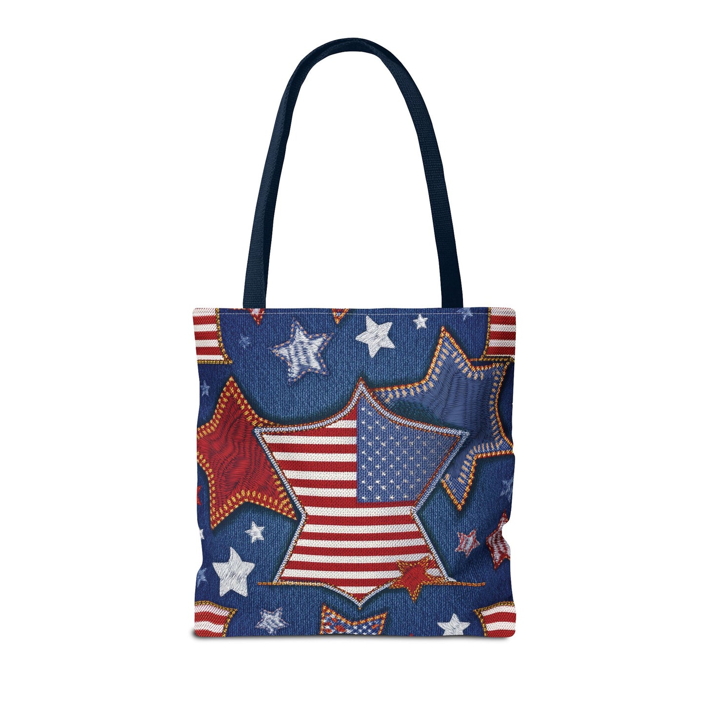 4th of July Graphic Denim Fabric Imitation Print Unisex Canvas Bag Poly Spun 3 Sizes Tote Bag 200-5