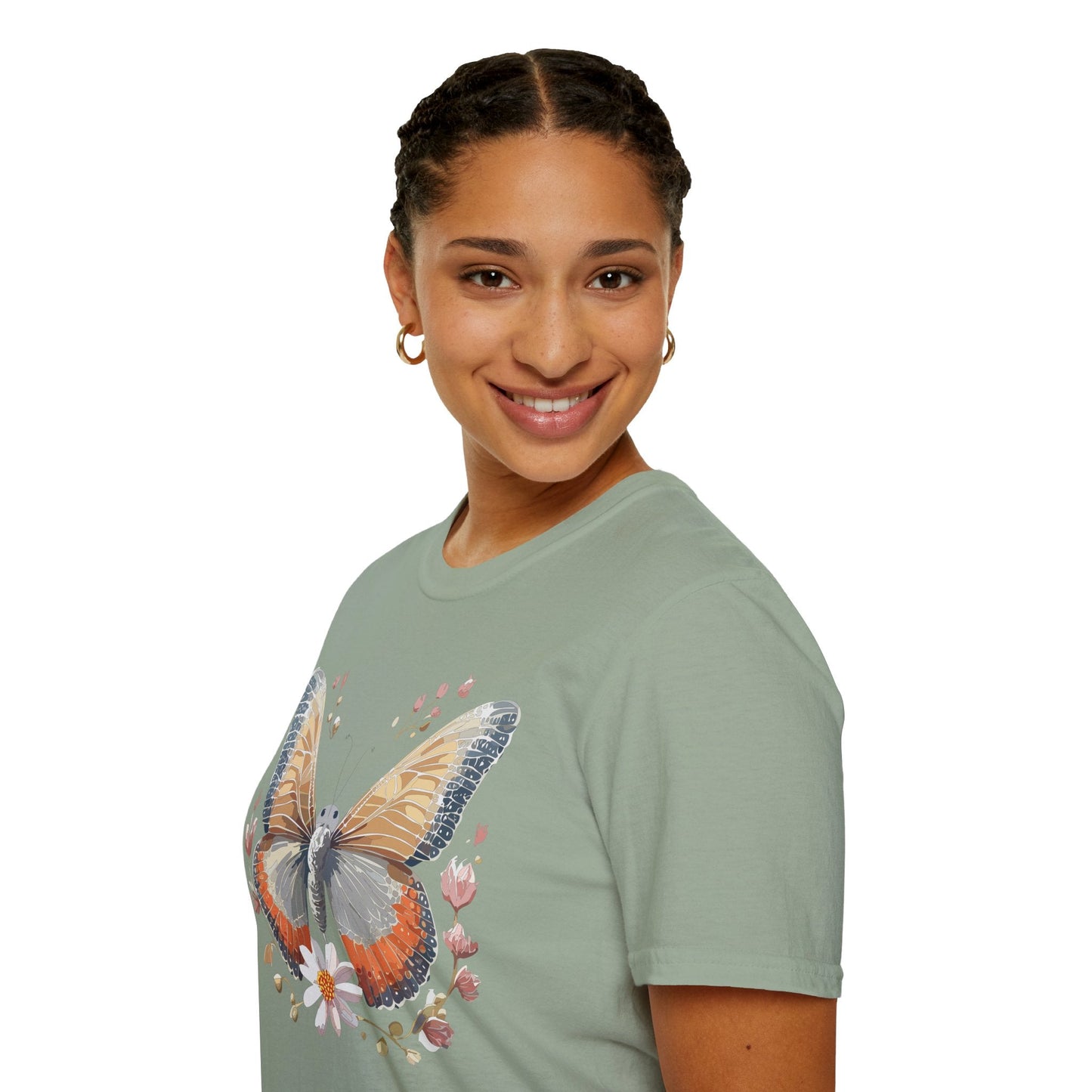 Unisex Butterfly T Shirt Softstyle Gildan 64000 Comfortable Durable Tee For Everyday Wear