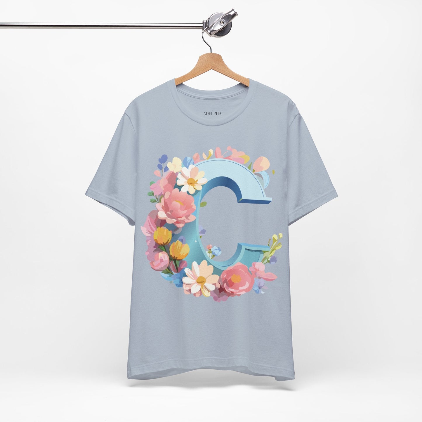 Letter C Shirt Graphic Tee Unisex Short Sleeve Vintage Art Adelpha Premium Quality