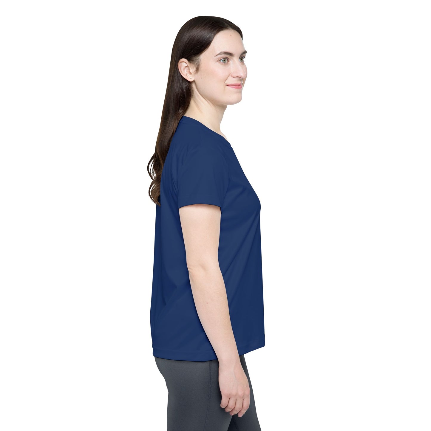 Oxford Navy Solid Color Print Women's Sports Jersey Short Sleeves Poly Athletic Tee