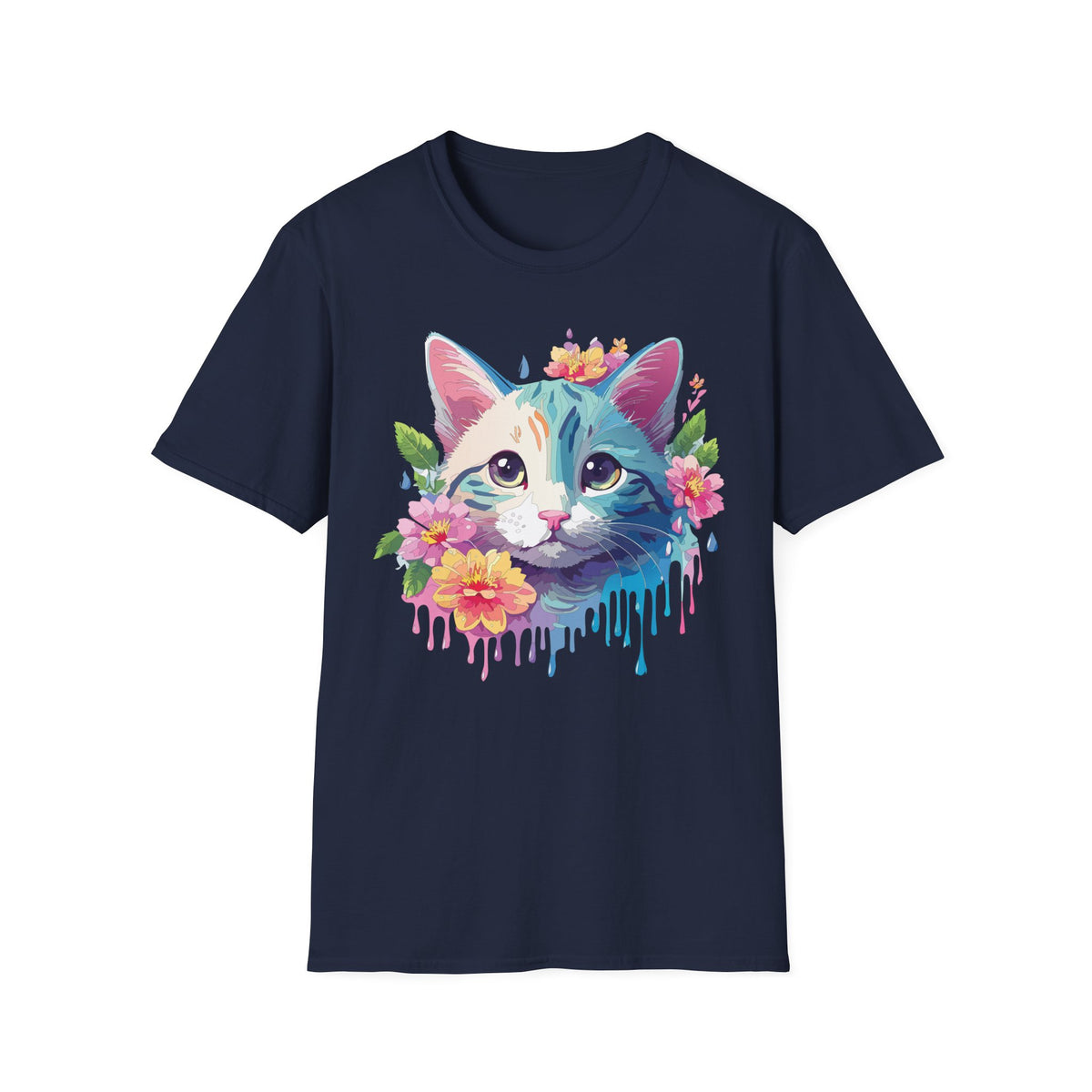 Colorful Watercolor Cat Tee | Floral Crown Cat T-Shirt
