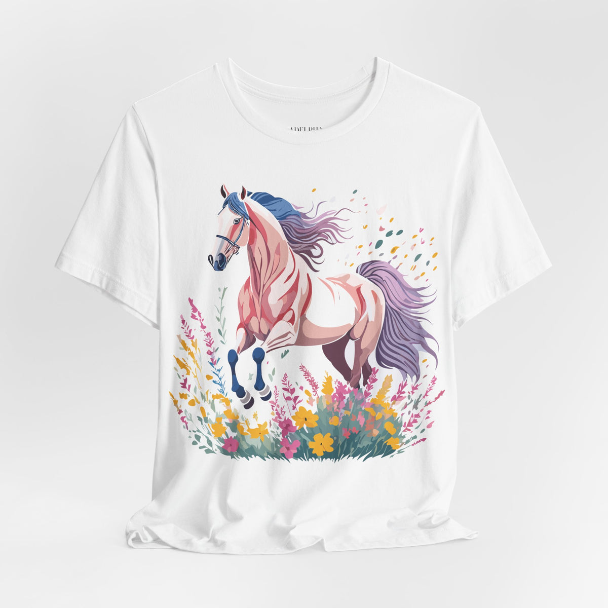 Horse Graphic Unisex Cotton Bella+Canvas Tee with Art Animal Design e25