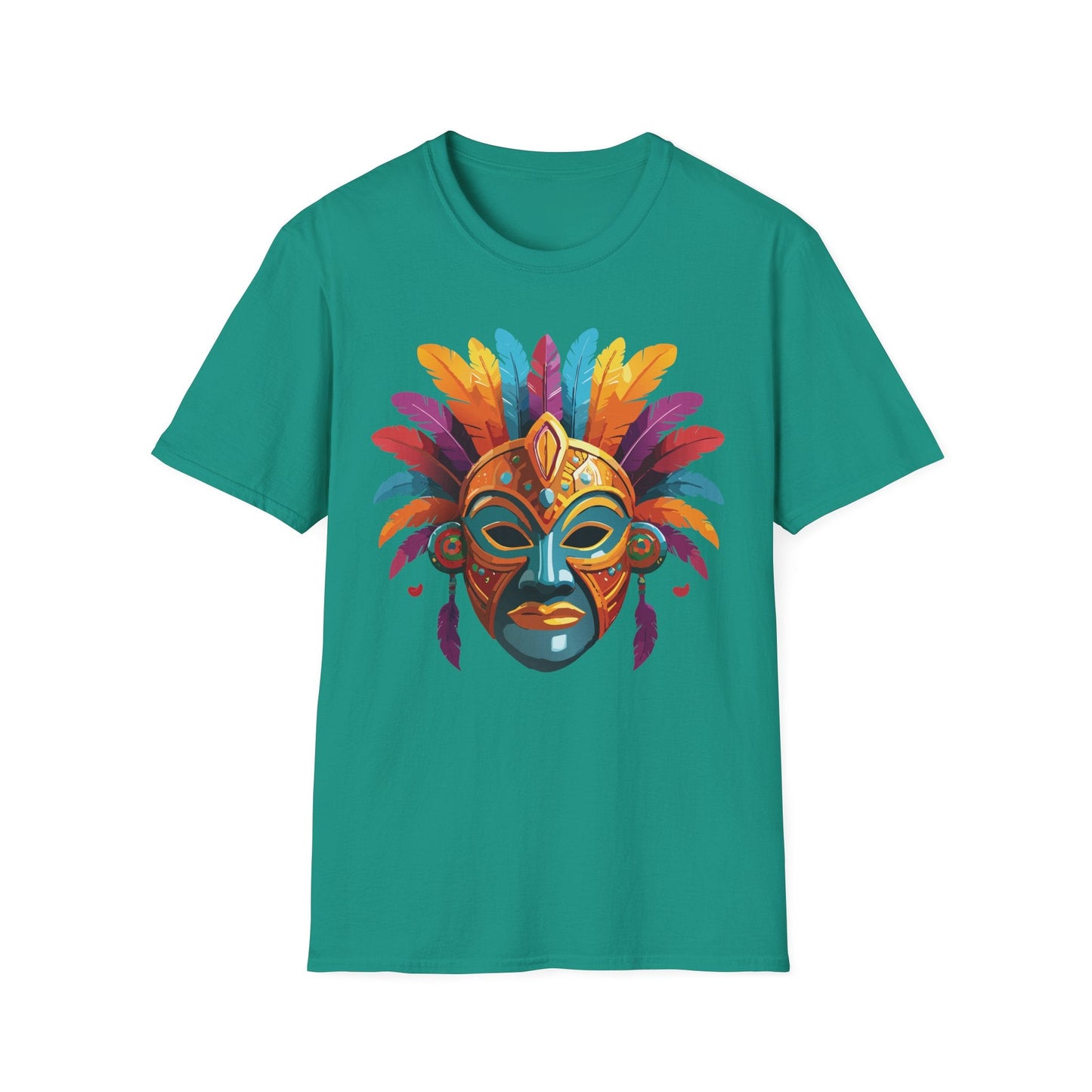 Unisex Gildan Mask T Shirt Softstyle 64000 With Art Design Lightweight Cotton Tee