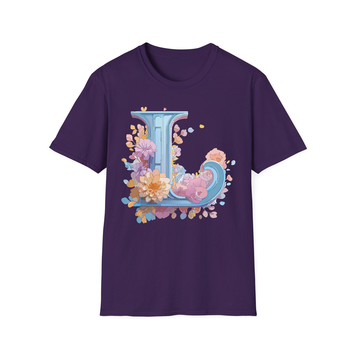 Floral Letter L T-Shirt | Monogram Initial Tee