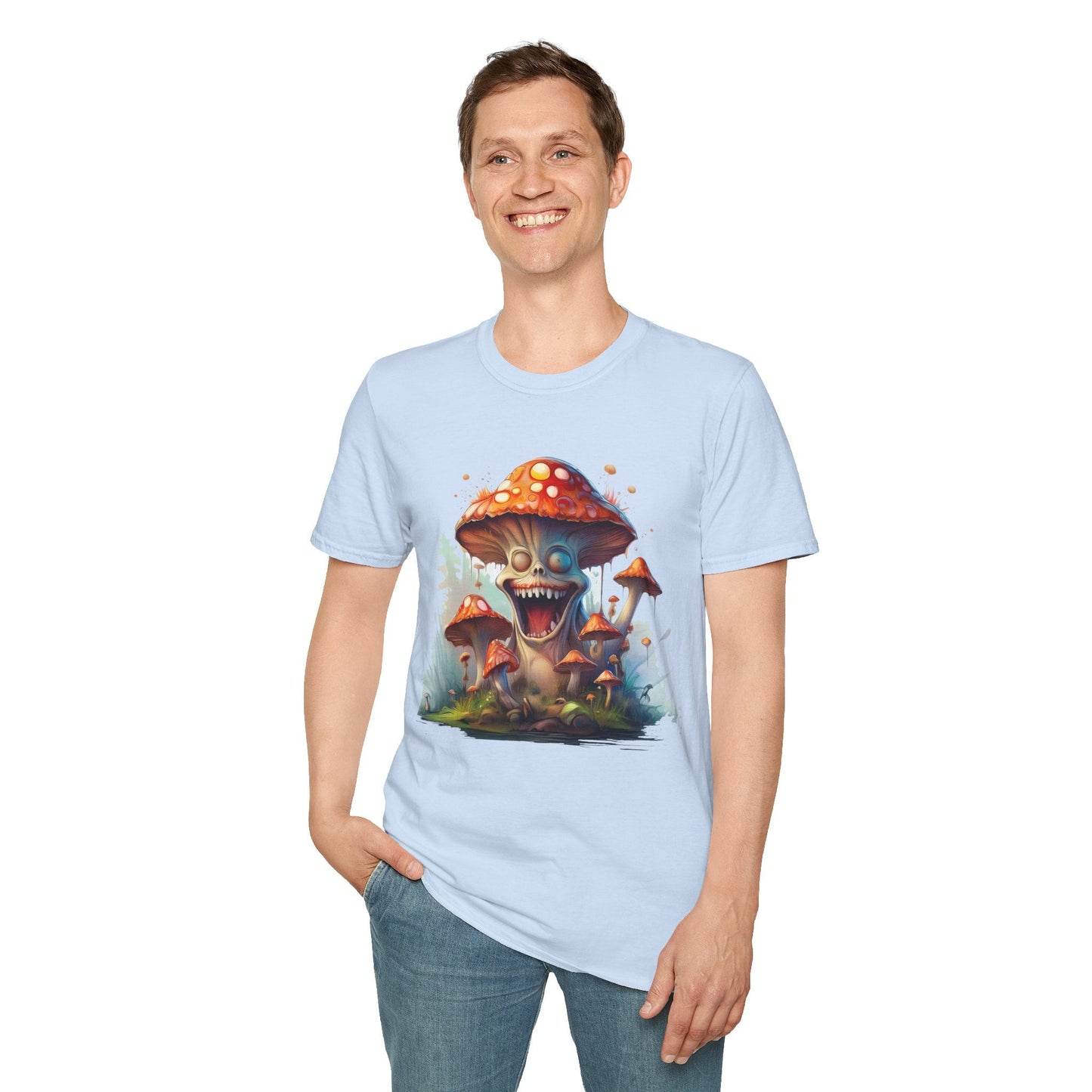 Funny Mashroom Graphic Unisex Softstyle Cotton With Cartoon Illustration Design 7