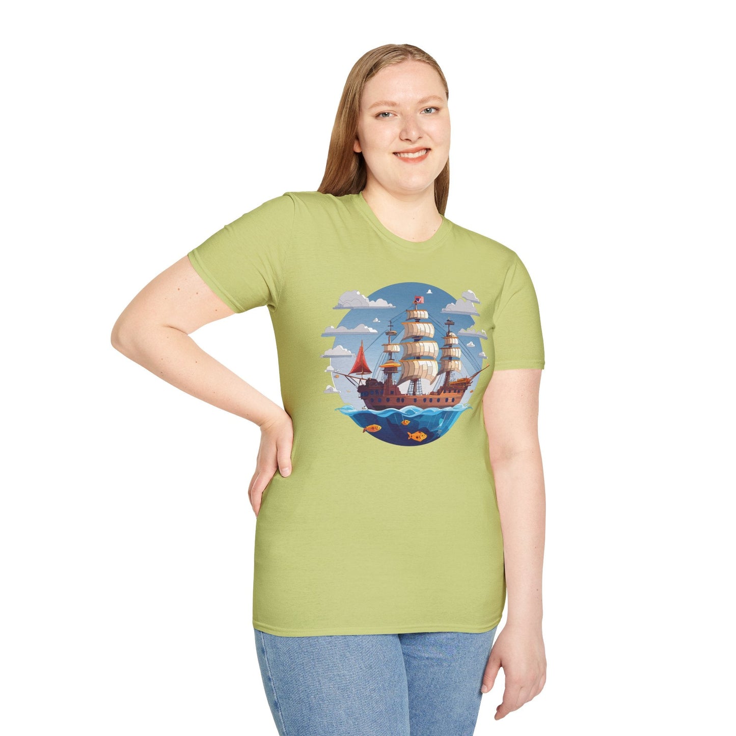 Ship T Shirts Frigate T Shirts Vessel Tee Shirt Unisex Softstyle Cotton Tee Gildan 64000